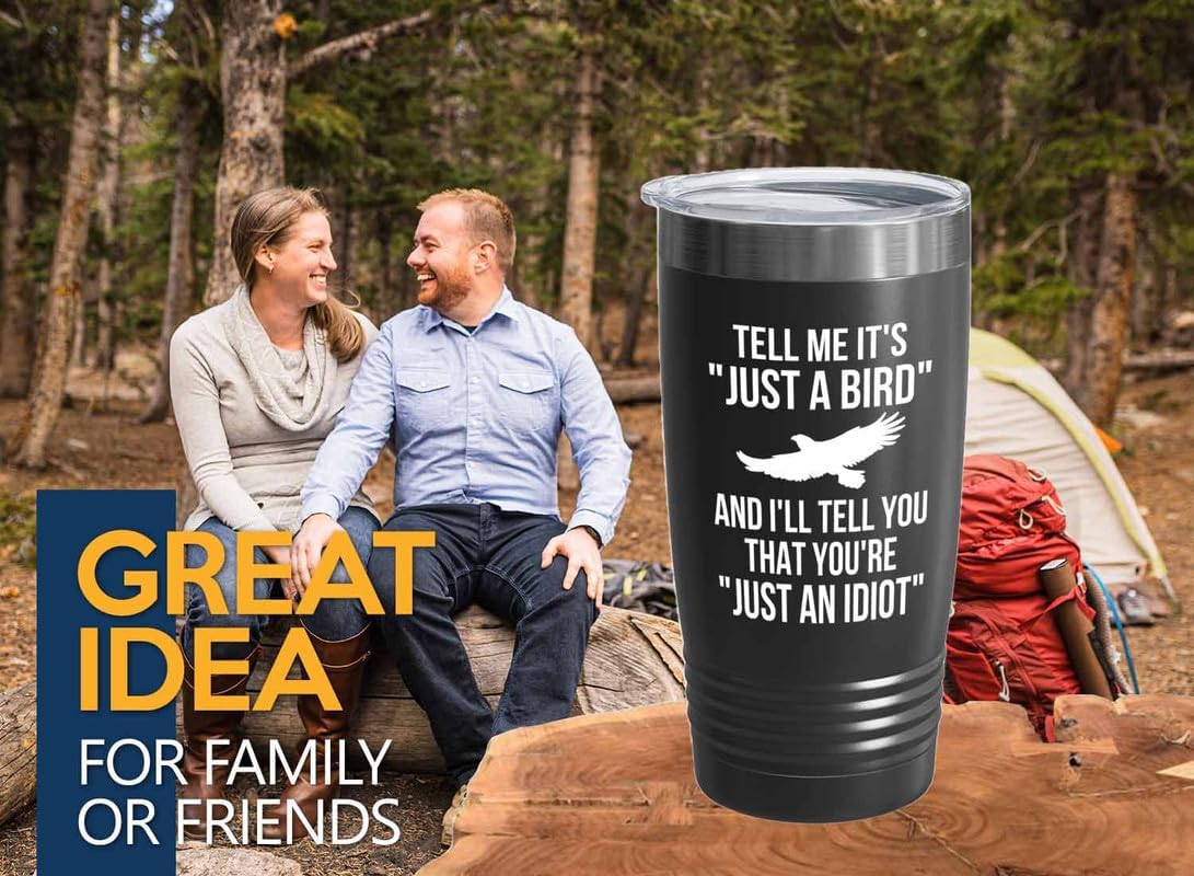 Birding Black Edition Viking Tumbler 20oz - Tell me it's just a bird - Bird Feeder Backyard Birdwatcher Gifts Birding Bird Lover