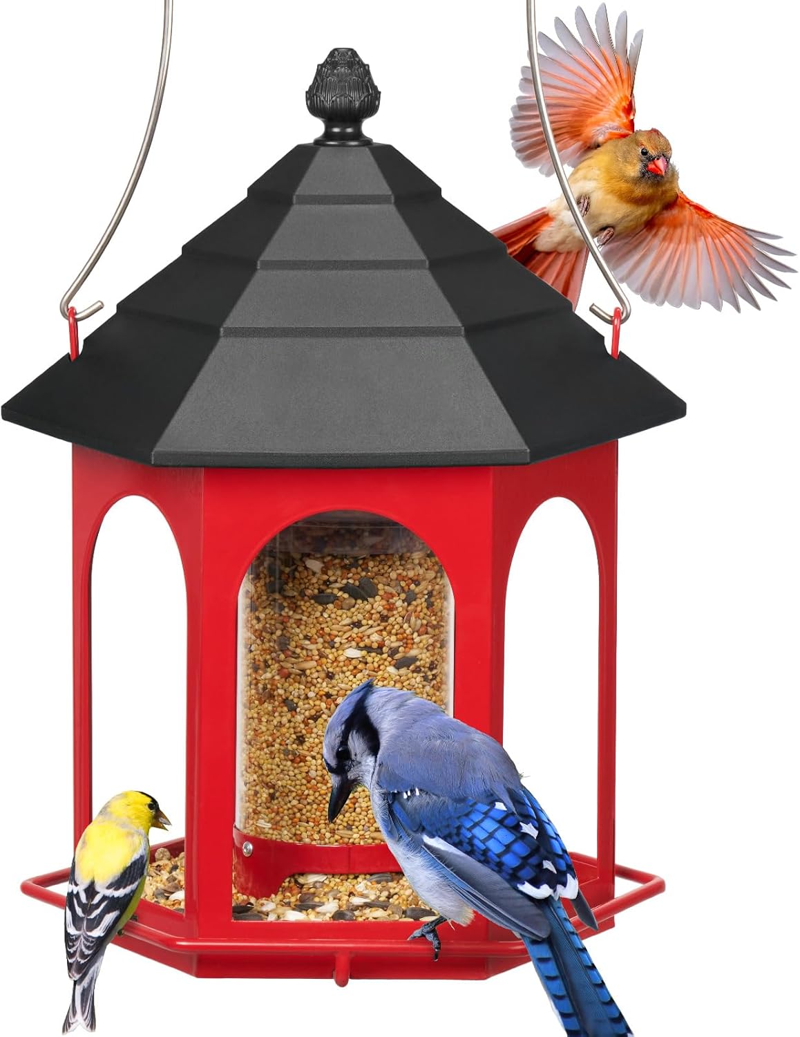 Kingsyard Metal Bird Feeder for Outdoors Hanging, 3 lbs Seed Feeder, W