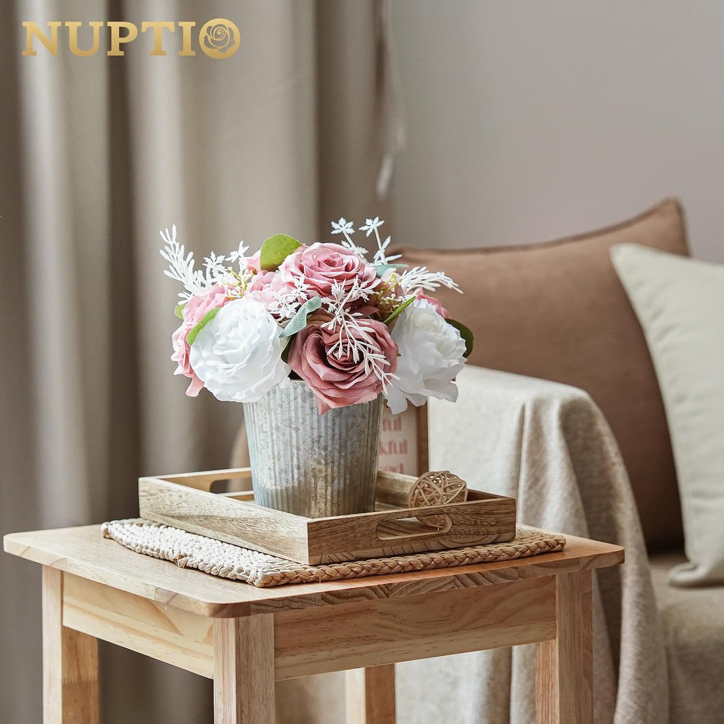 NUPTIO Rustic Galvanized Vases for Centerpiece: 12 Pcs 5" Small Ribbed Vases for Flowers Bulk Metal Bucket Planter Pots for Wedding Table Home Decor