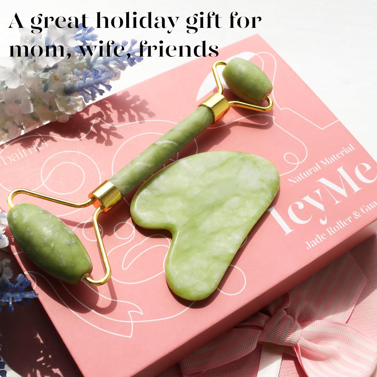 BAIMEI IcyMe Gua Sha & Jade Roller Facial Tools Face Roller and Gua Sh
