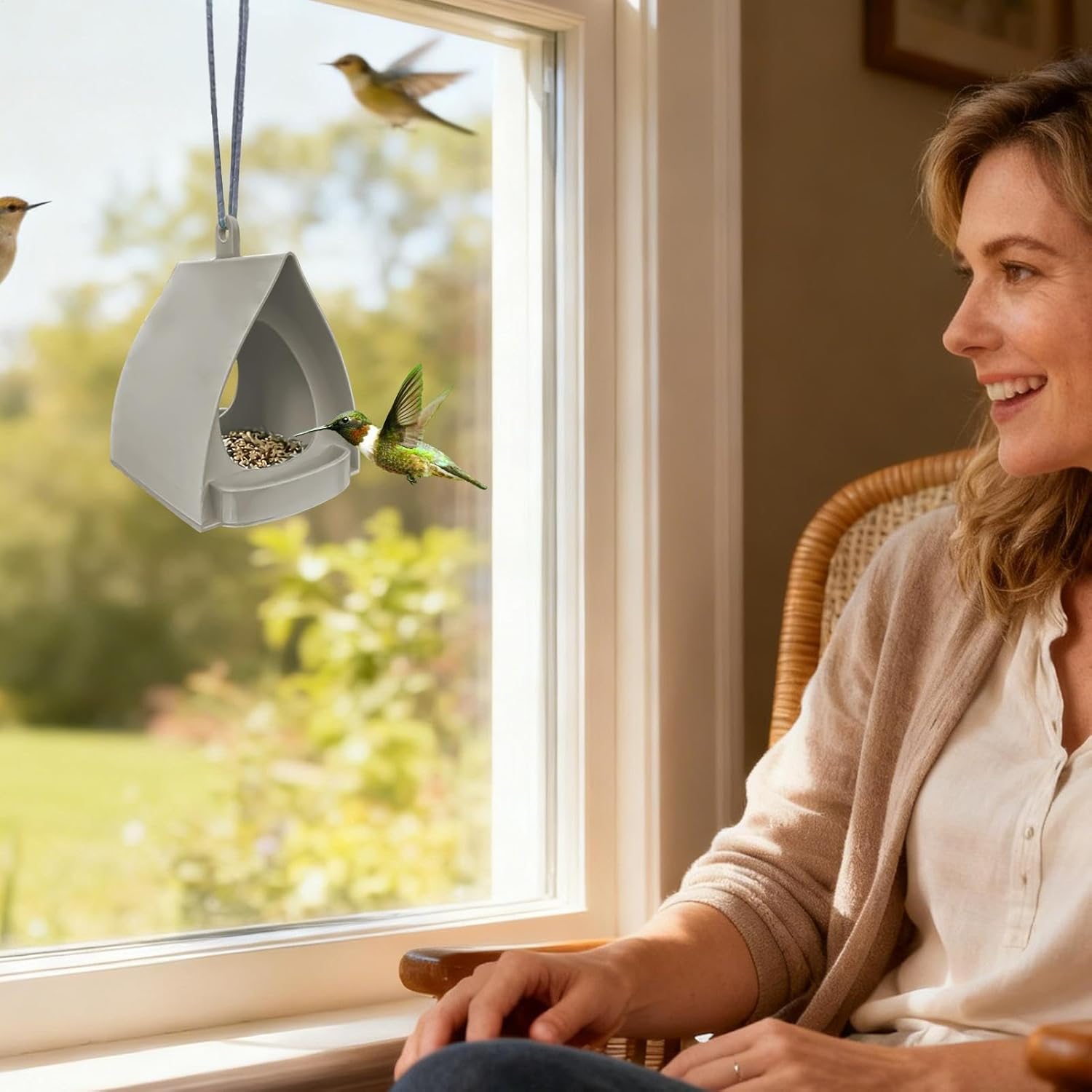 Outdoor Bird Feeder, Open Design Station, Hut-Shaped Hangable Feeder f