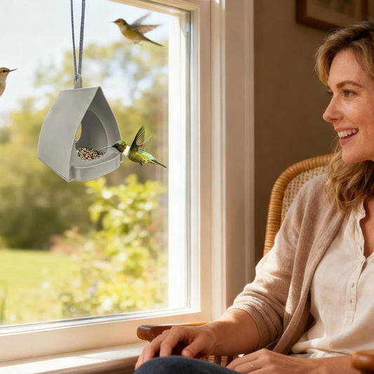 Outdoor Bird Feeder, Open Design Station, Hut-Shaped Hangable Feeder f