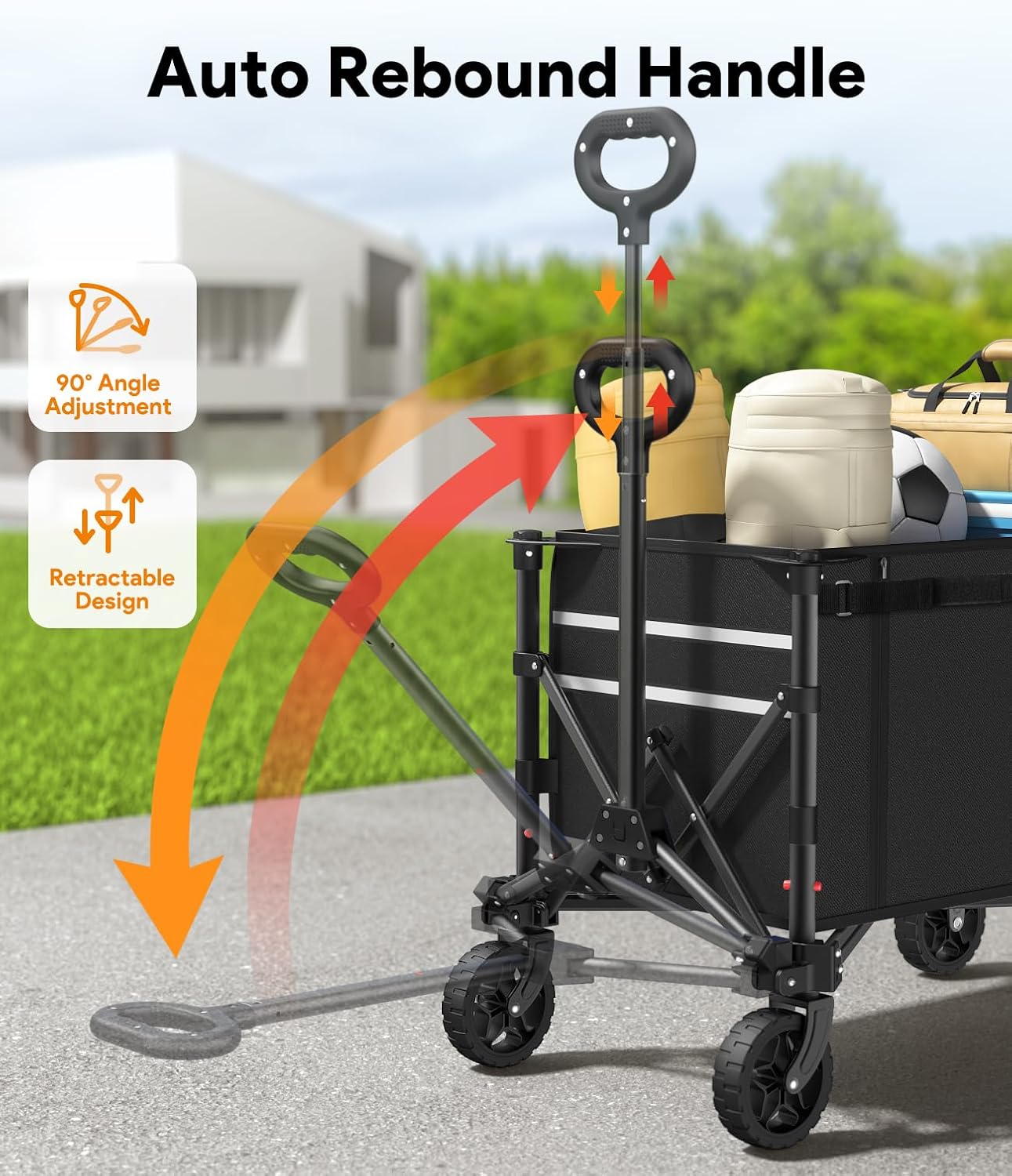 3 in 1 Collapsible Wagon Converts to Bench, 220lbs Foldable Wagon Cart