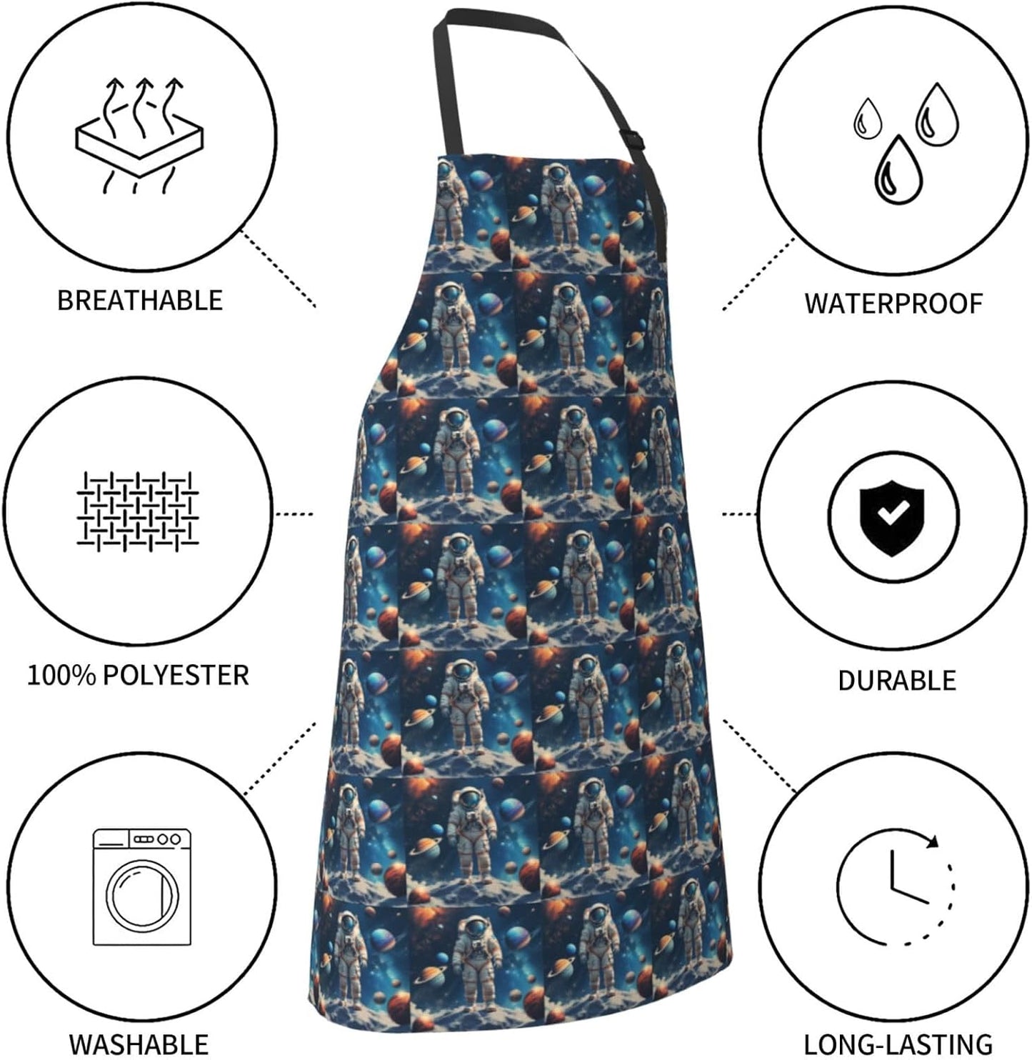 YANYU Space Print 28x33 In Kitchen Apron Stylish Chef Apron with Pockets for Cooking Baking Painting
