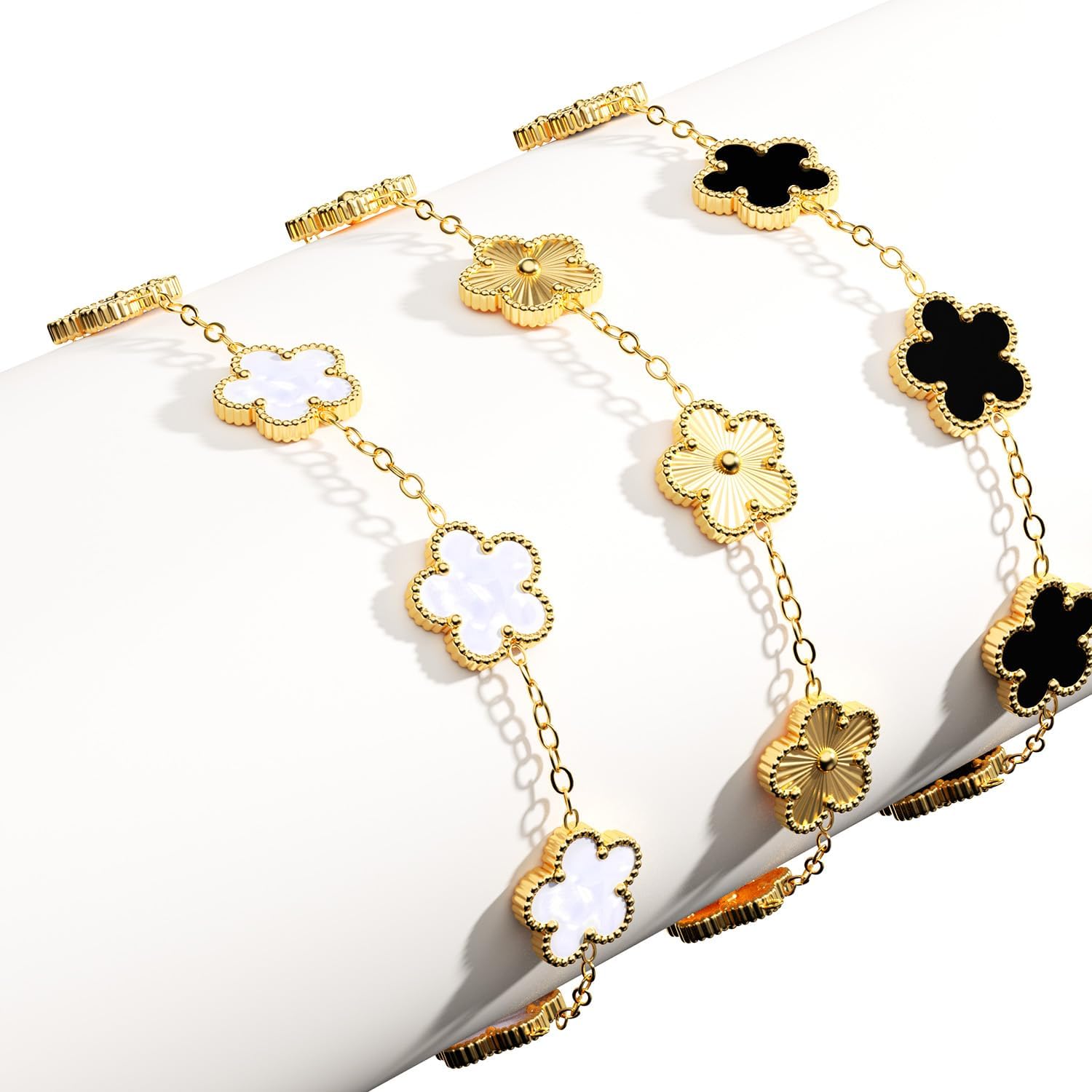 AICase 18K Gold Plated Clover Bracelet Dupes Gold/White/Black Bracelet