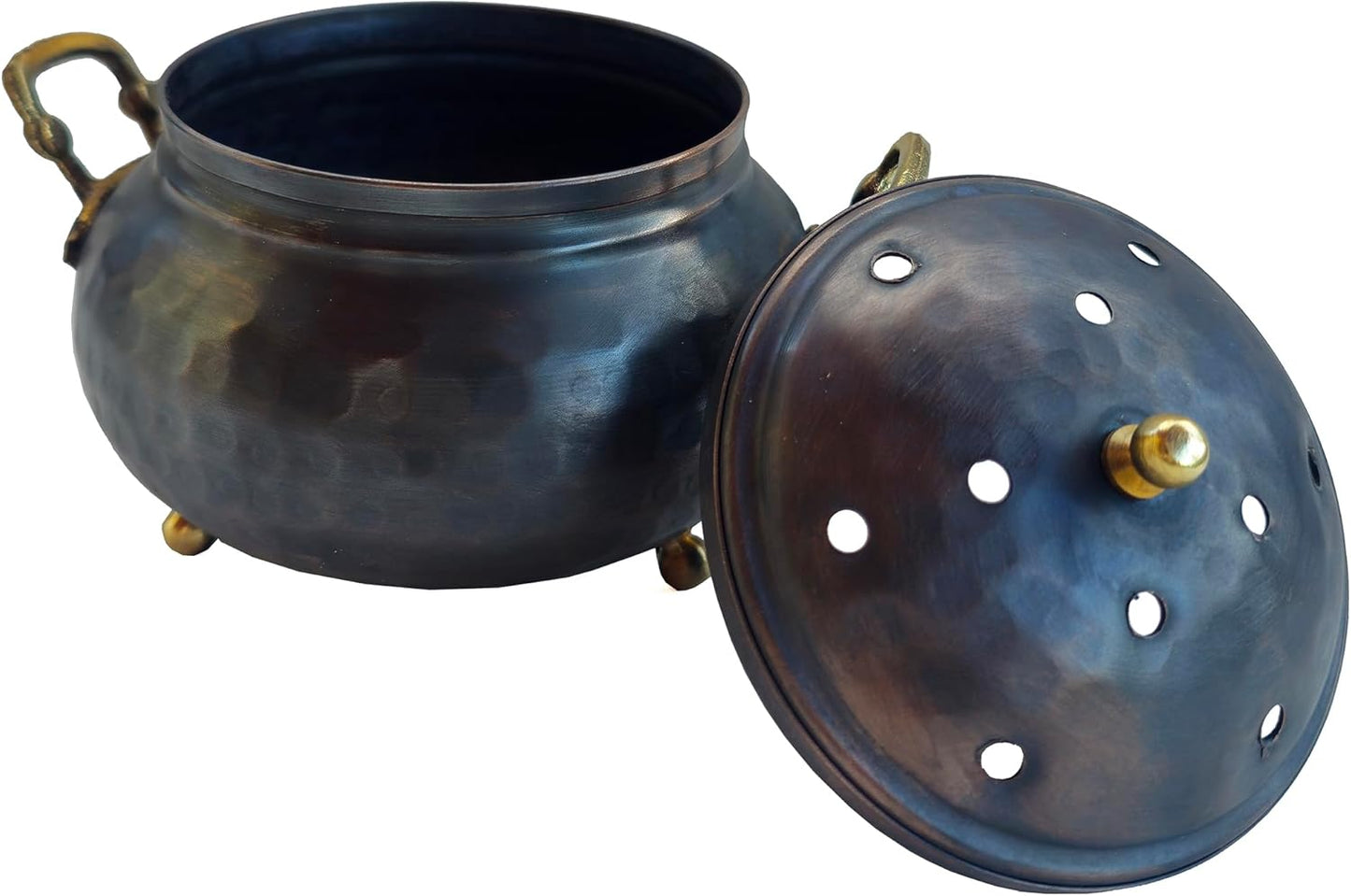 Copper Bowl for Incense Burner, Altar Piece, Witch Cauldron Planter Pot Candy Holder Tabletop Gifts for Spiritual People Dark Rustic Style