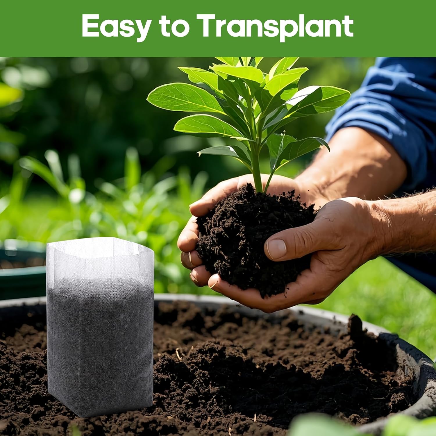 Plant Grow Bags 5.5"x6.3"200pcs Biodegradable Planting Bags Seed Start
