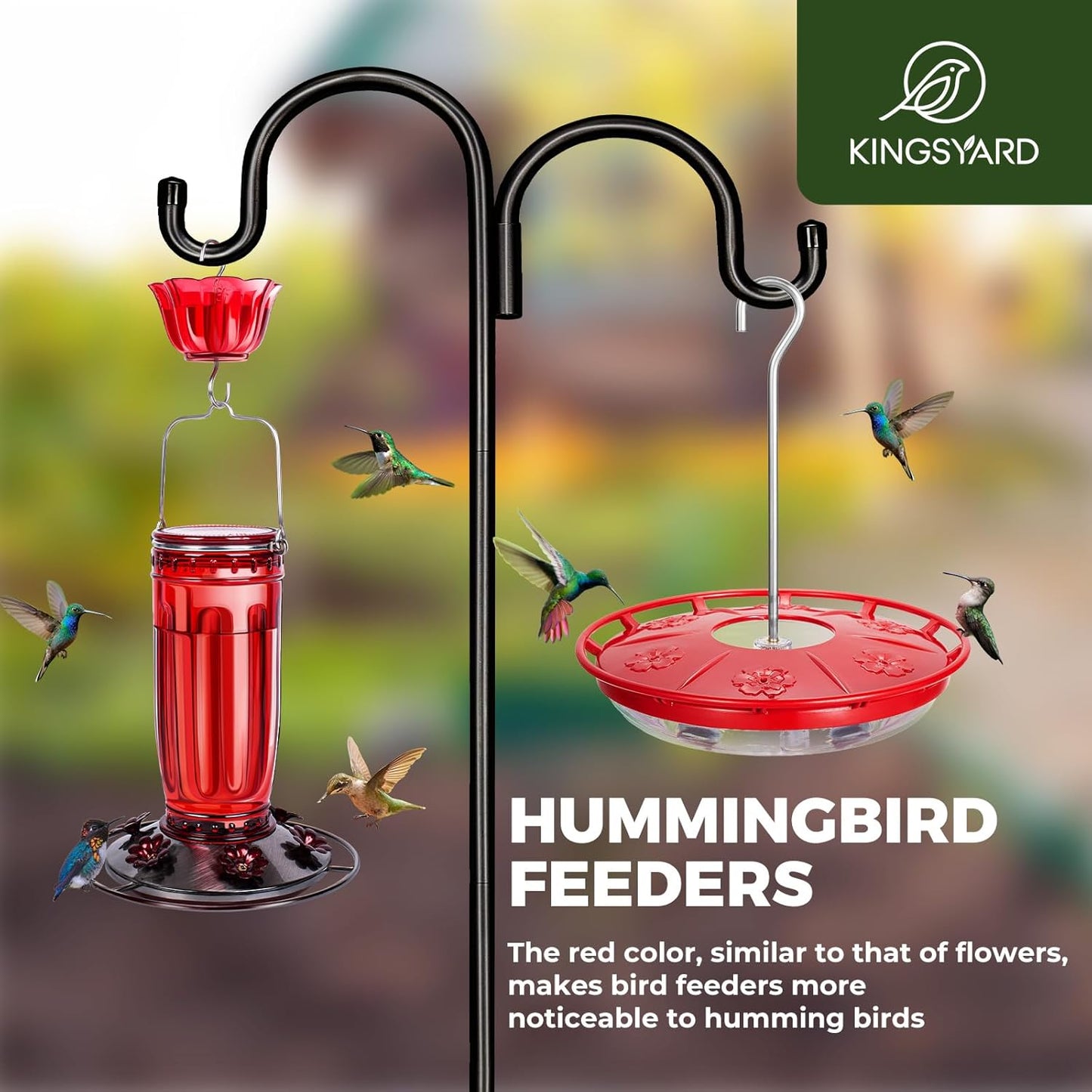 Kingsyard 2 Pack 16 OZ Hummingbird Feeders for Outdoors Hanging, 6 Bee