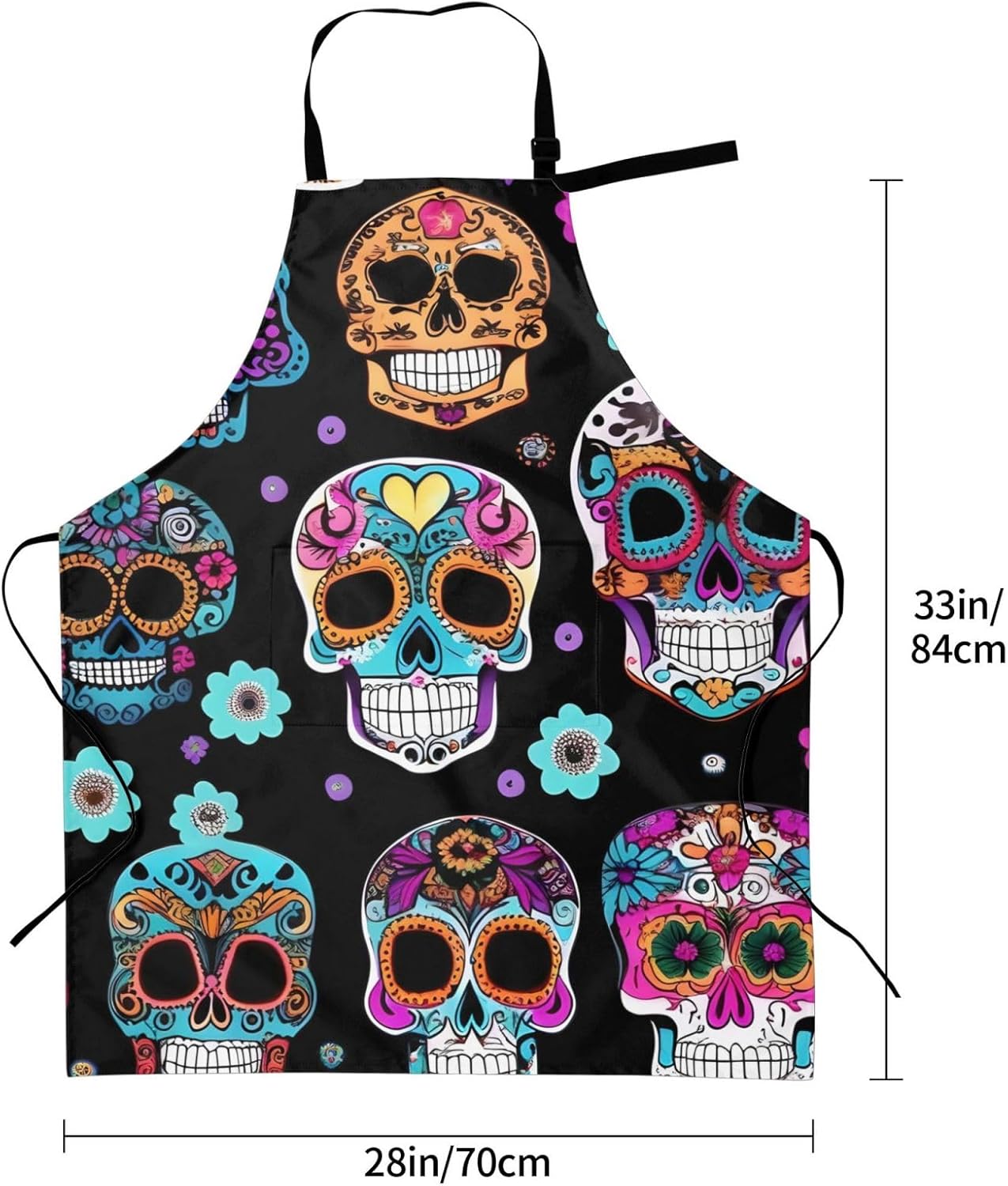 Sugar Skull print Waterproof apron with pocket adjustable cooking apron for adult kitchen bibs to bake