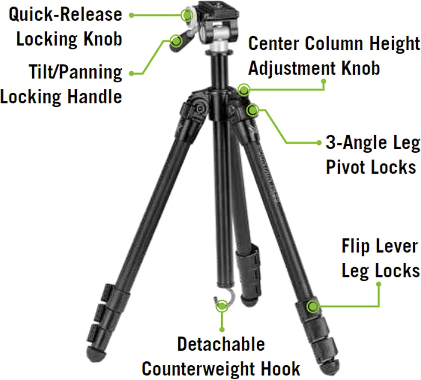 Vortex Optics Mountain Pass Tripod Kit - 2-Way Pan Head, 22 lb Max Loa