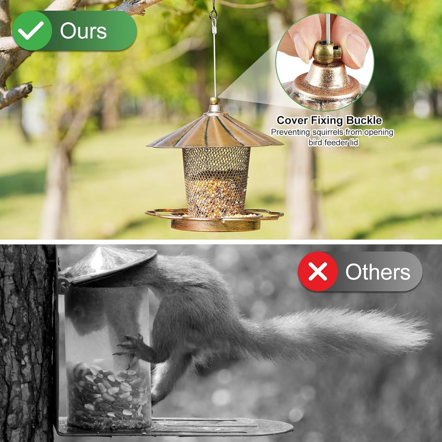 LBTING Bird Feeder for Outdoor, Squirrel Proof Metal Wild Bird Feeder 