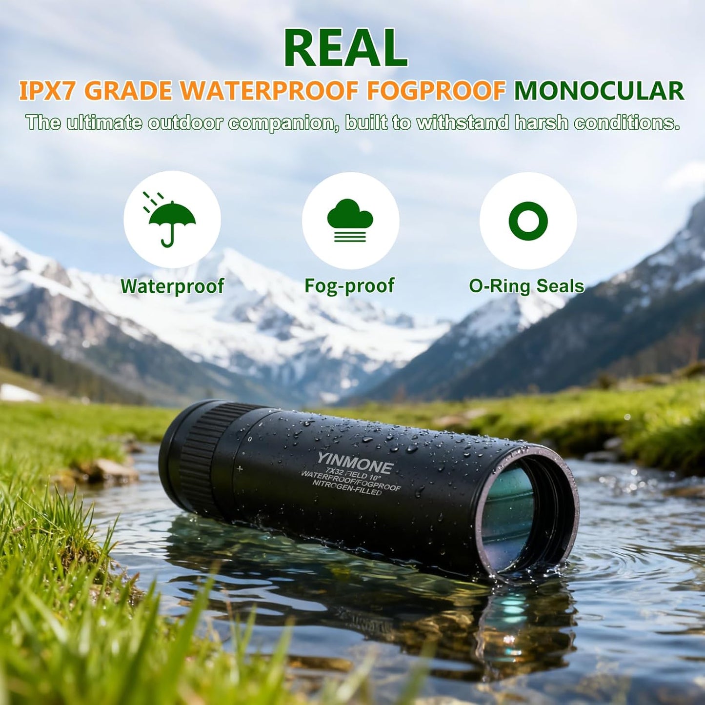 HD Small 7x32 Waterproof Monocular Handheld,with Clear Vision FMWC BAK4 Lens,Metal Body Heavy Duty Pocket Compact Monocular Telescope for Outdoor Hiking,Camping,Travel Bird Watching,Hunting,Man Gift