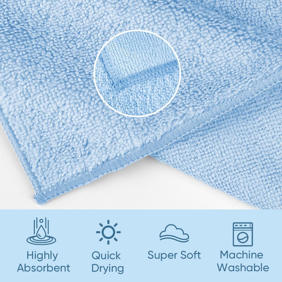 HOMEXCEL Microfiber Washcloths 12 Pack, Highly Absorbent and Soft Face