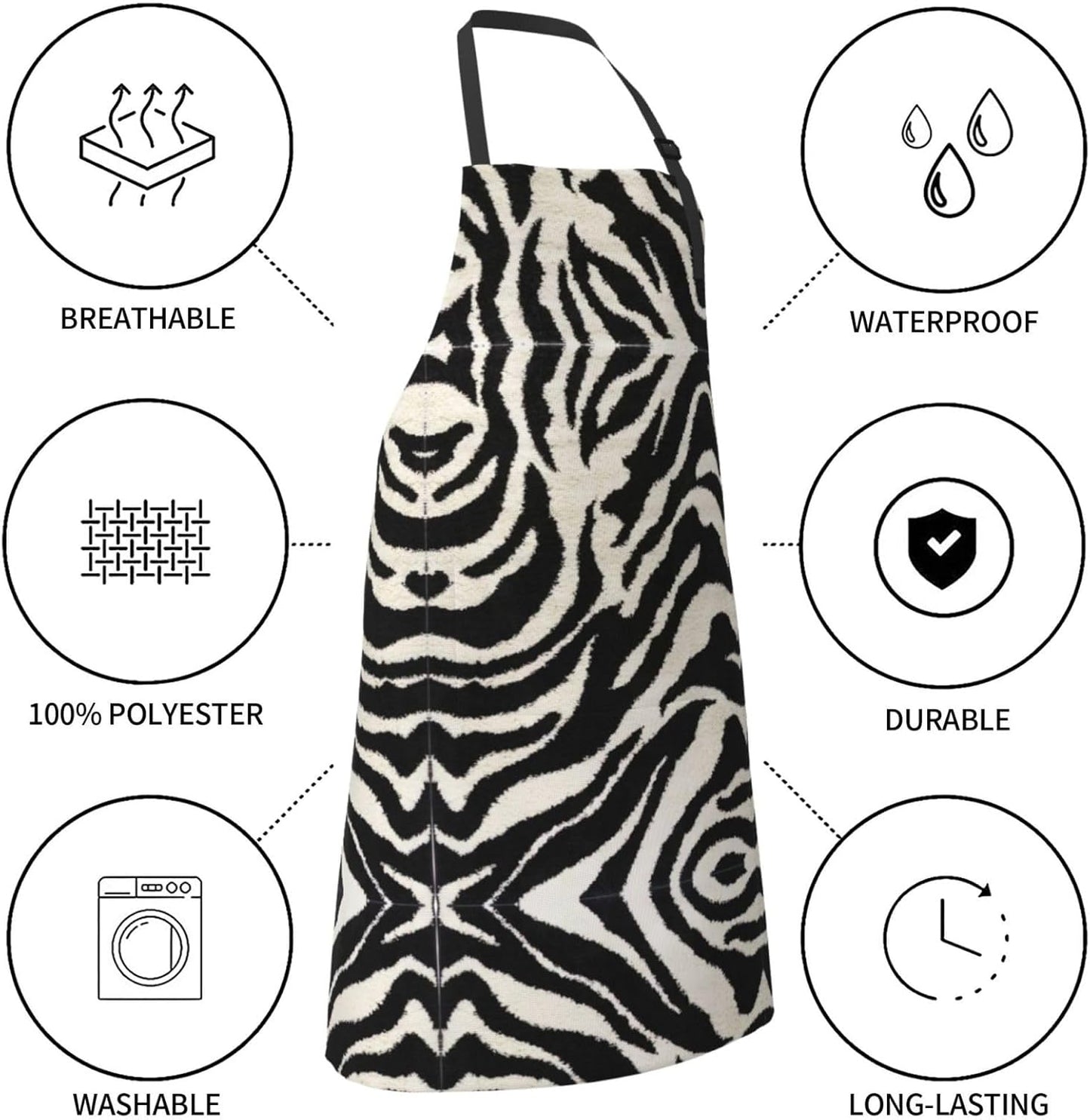 Zebra Animal print Waterproof apron with pocket adjustable cooking apron for adult kitchen bibs to bake