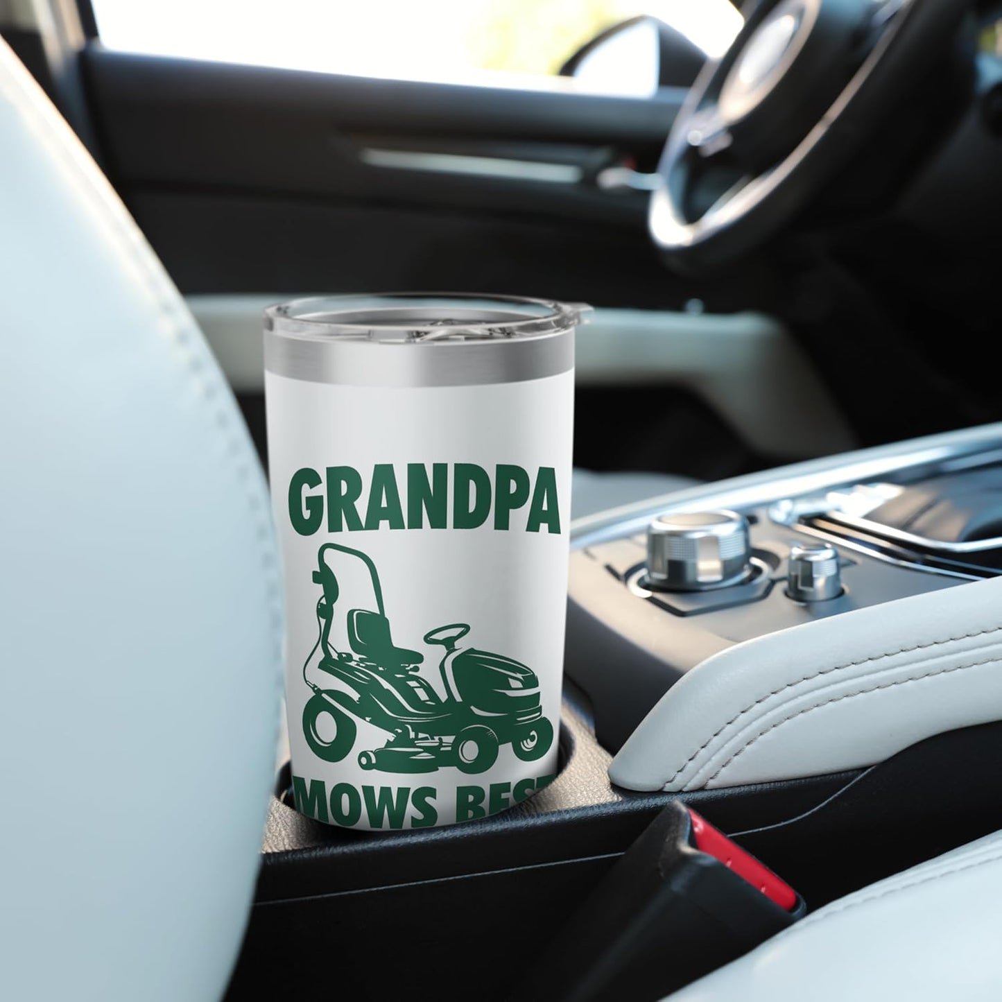Grandpa Mows Best Lawn Care Mowing Landscaper Father's Day Stainless Steel Insulated Tumbler