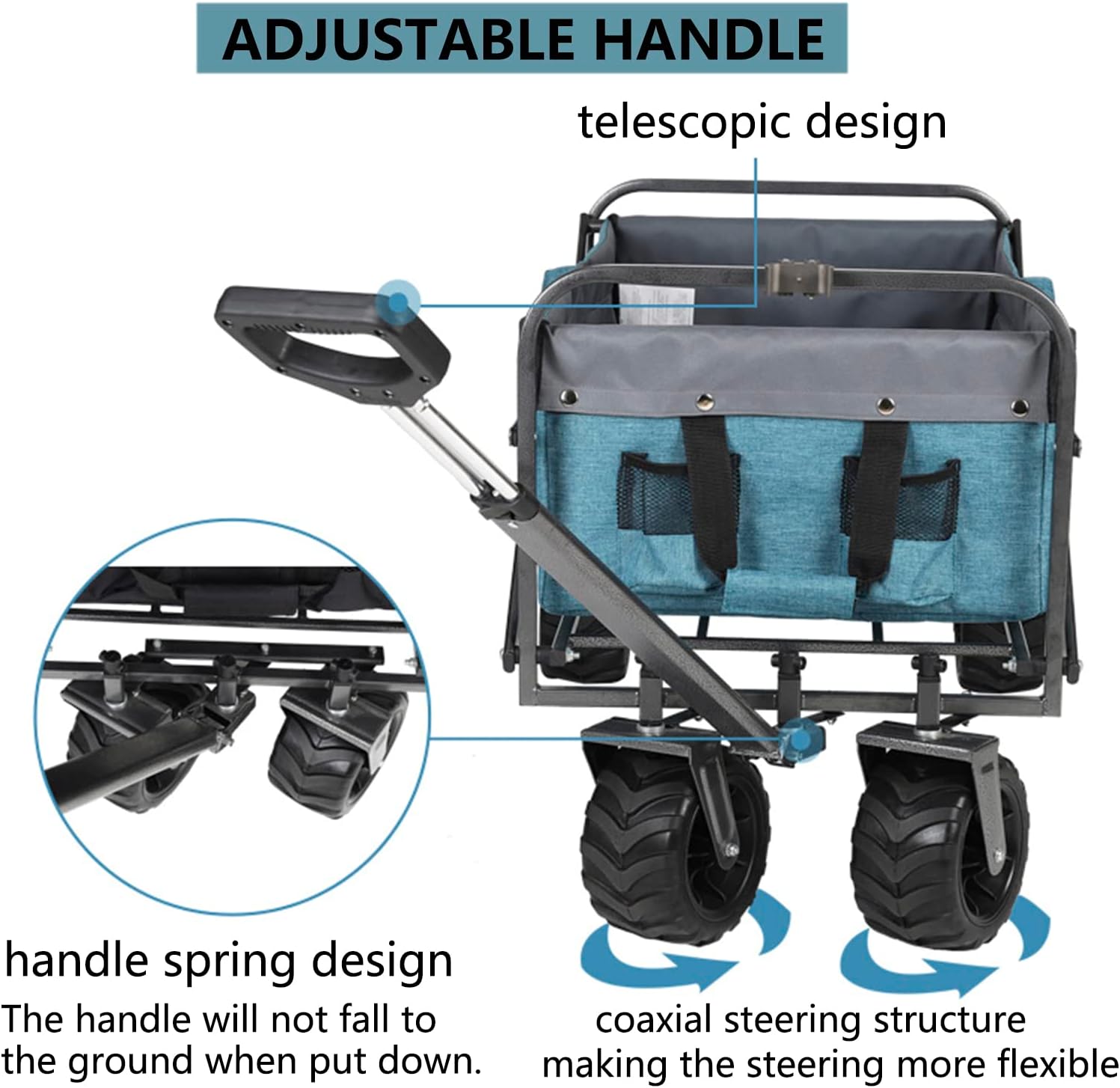 Heavy Duty Collapsible Folding Wagon Cart - All-Terrain Beach & Garden