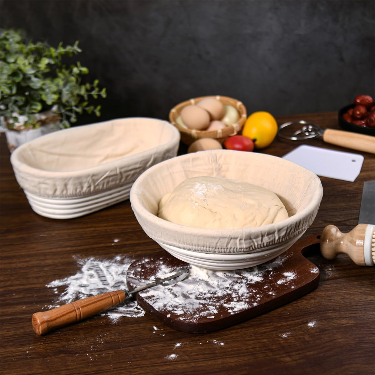 Saint Germain Bakery Premium Round Bread Banneton Basket with Liner - 