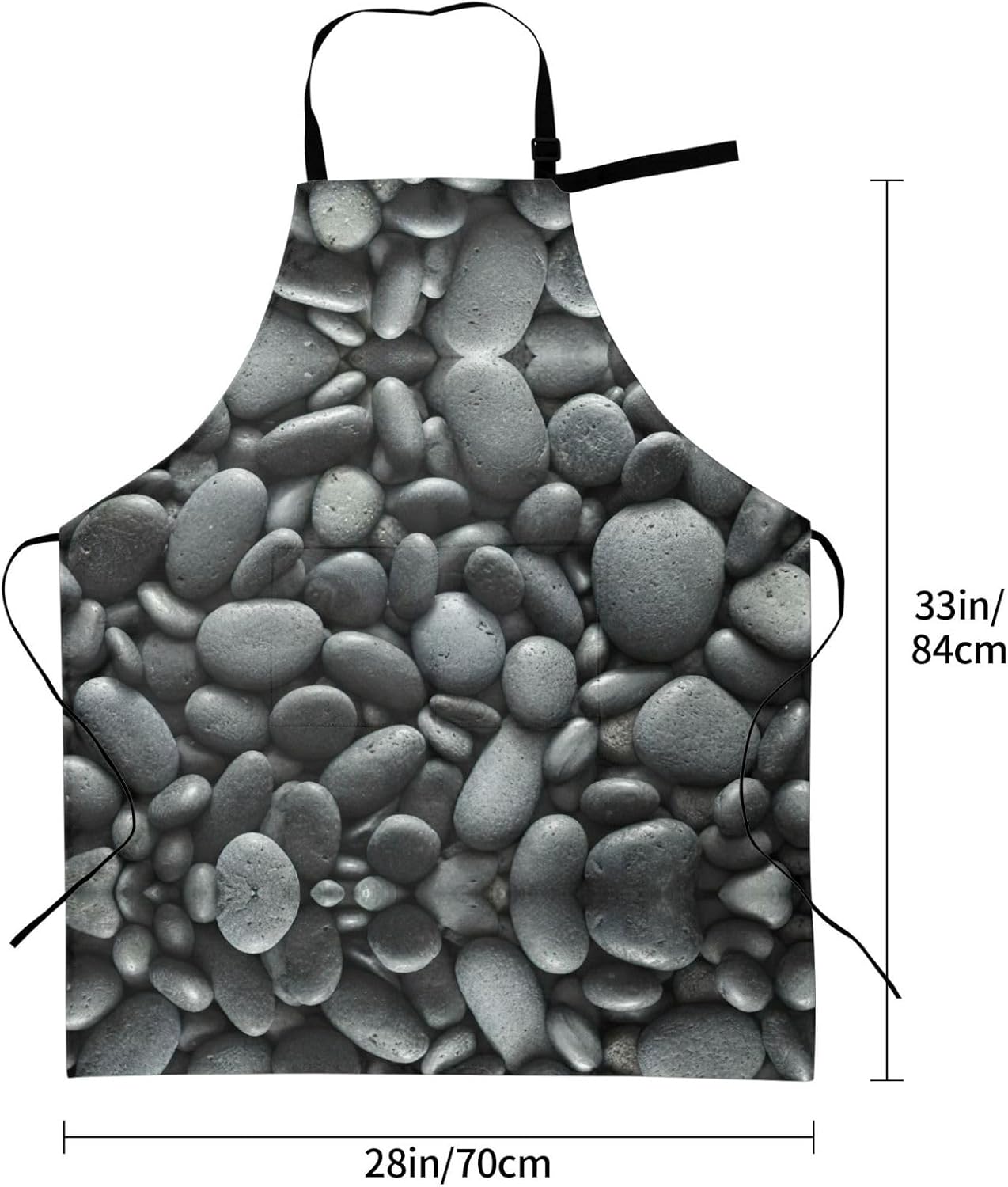 Many Black Pebbles Print Laundry apron 28x33 In Waterproof Kitchen Apron with Pockets for Cooking Baking