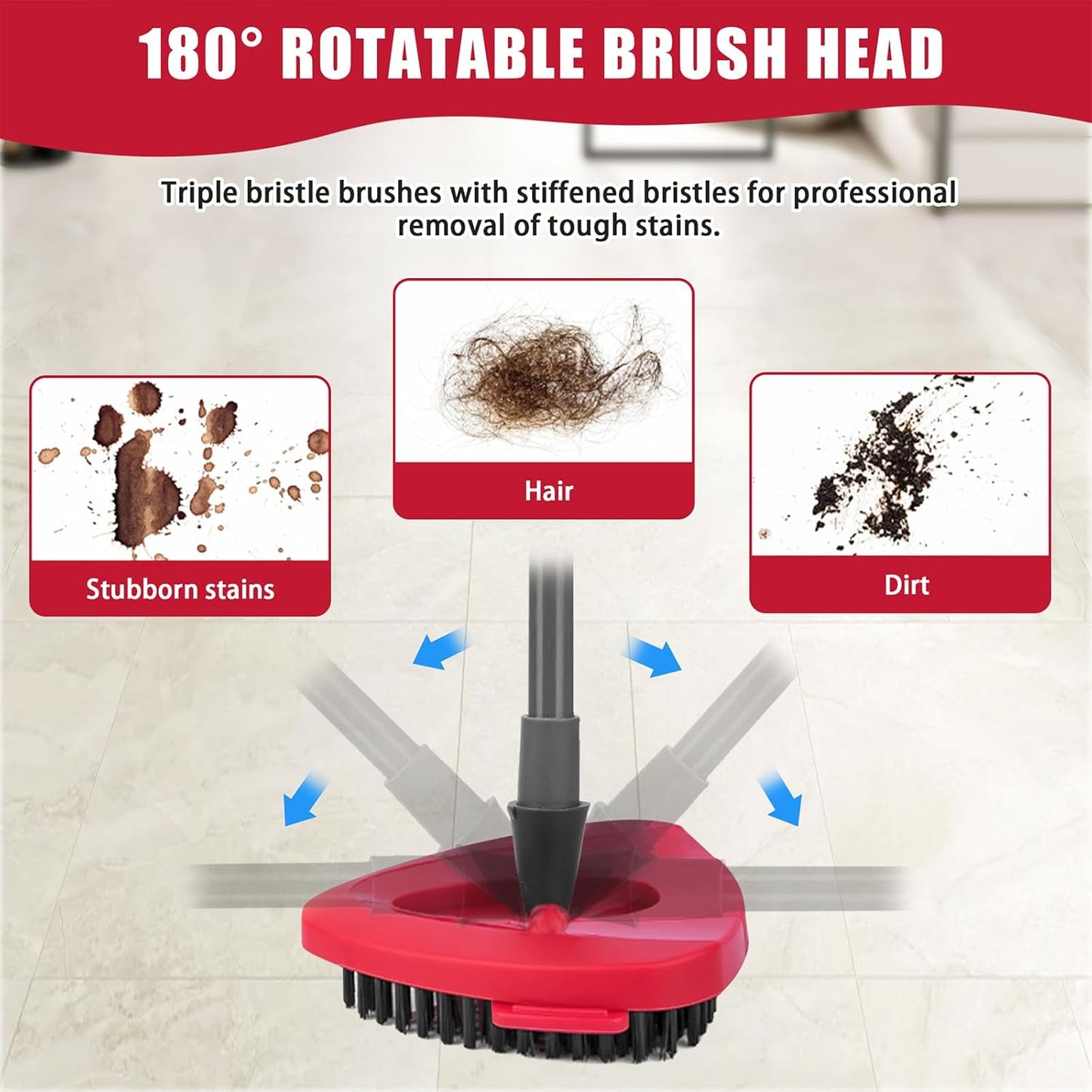 2 Pack Scrub Brush Replacement Head for O Cedar EasyWrin Spin Mop 1 Tank System, Spin Mop Replace Head Base, Shower Floor Scrubber, Hard Bristle Cleaning Brush for Bathroom Kitchen Wall Tile