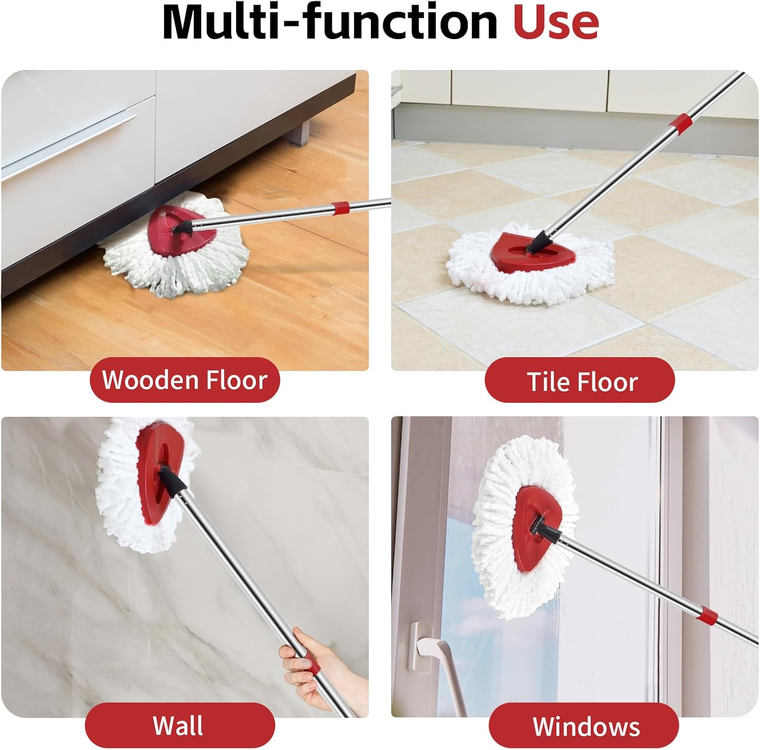 Spin Mop Head, Base, Handle Replacement for O-Ceda EasyWring Microfibe