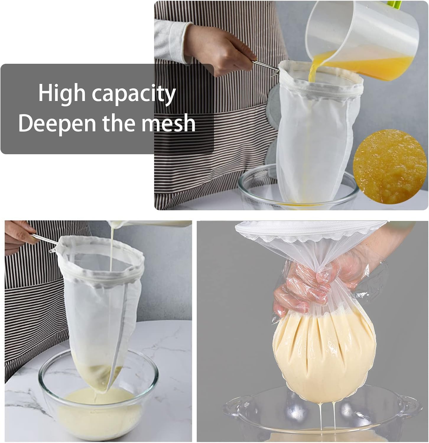 WMKGG Ultra Fine Mesh Strainer Bags, Reusable Mesh Filter Bags with St