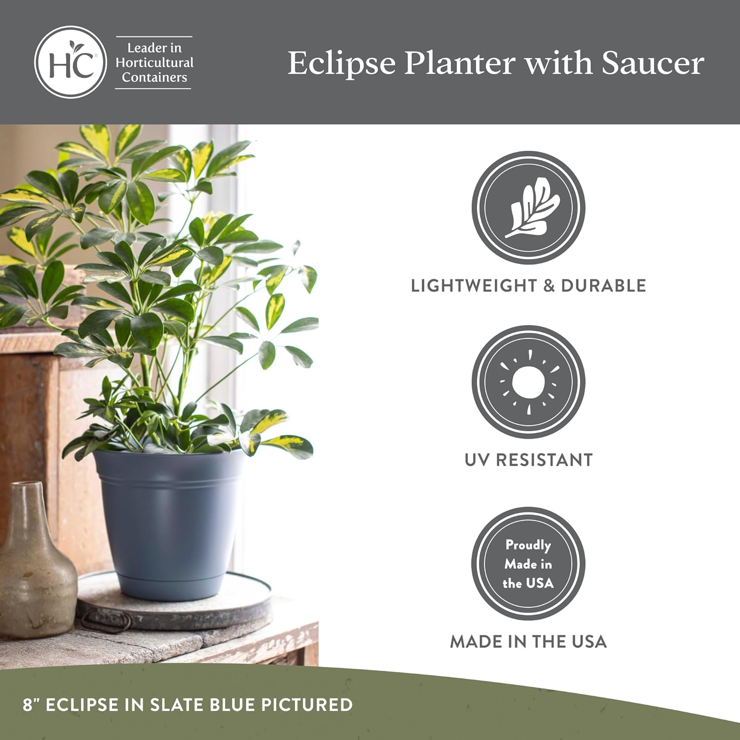 The HC Companies 12 Inch Eclipse Round Planter Pots with Drainage Hole