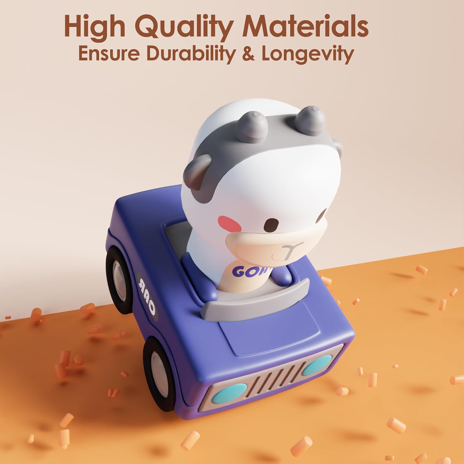 iPlay, iLearn Press to Go Car Toys for Toddlers 1-3, Baby Animal Racin
