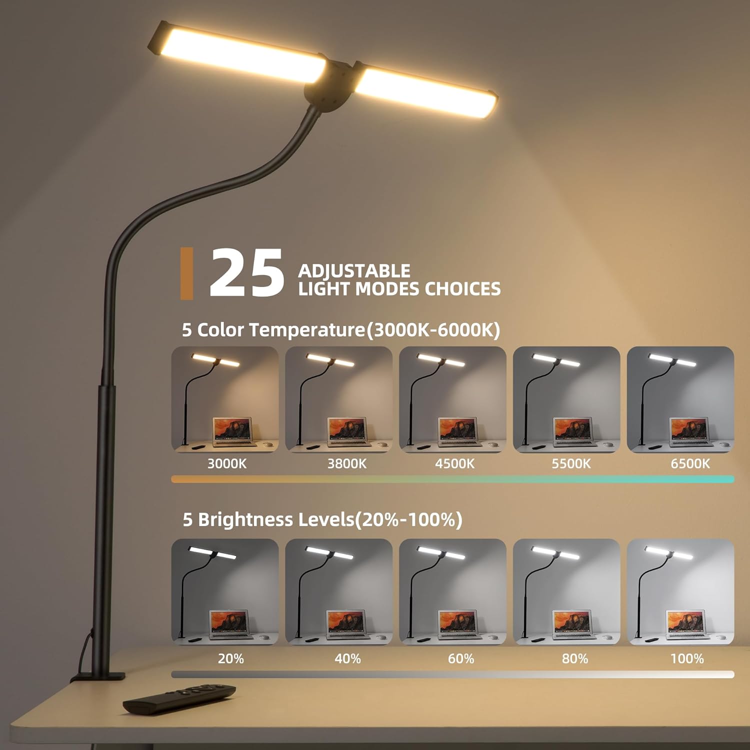 Led Desk Lamp for Home Office, Eye-Care Architect Light with Clamp, Sm