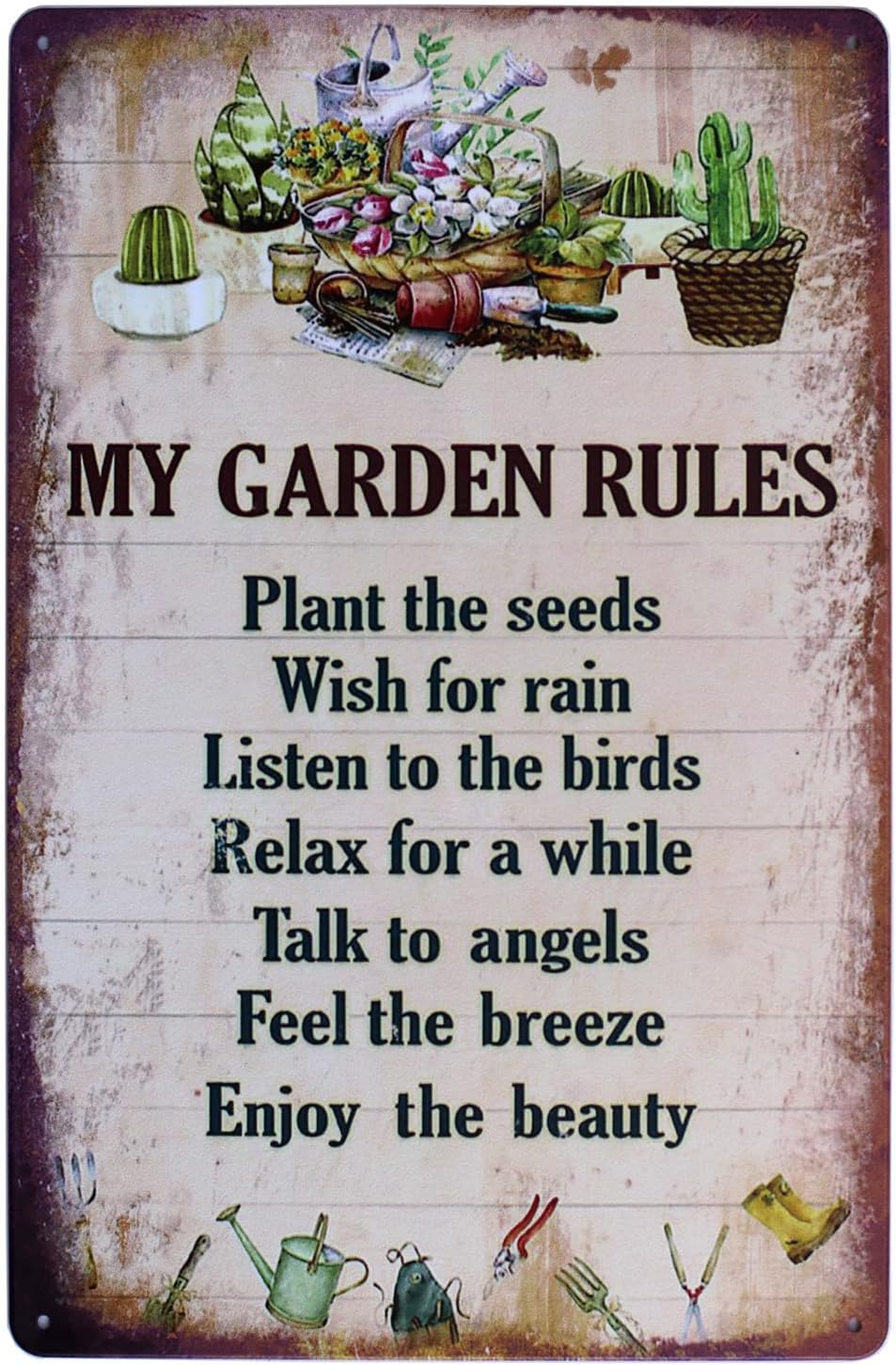 My Garden Rules Plant The Seeds Metal Tin Sign Wall Home Decor Art Plaque Retro Vintage (My)