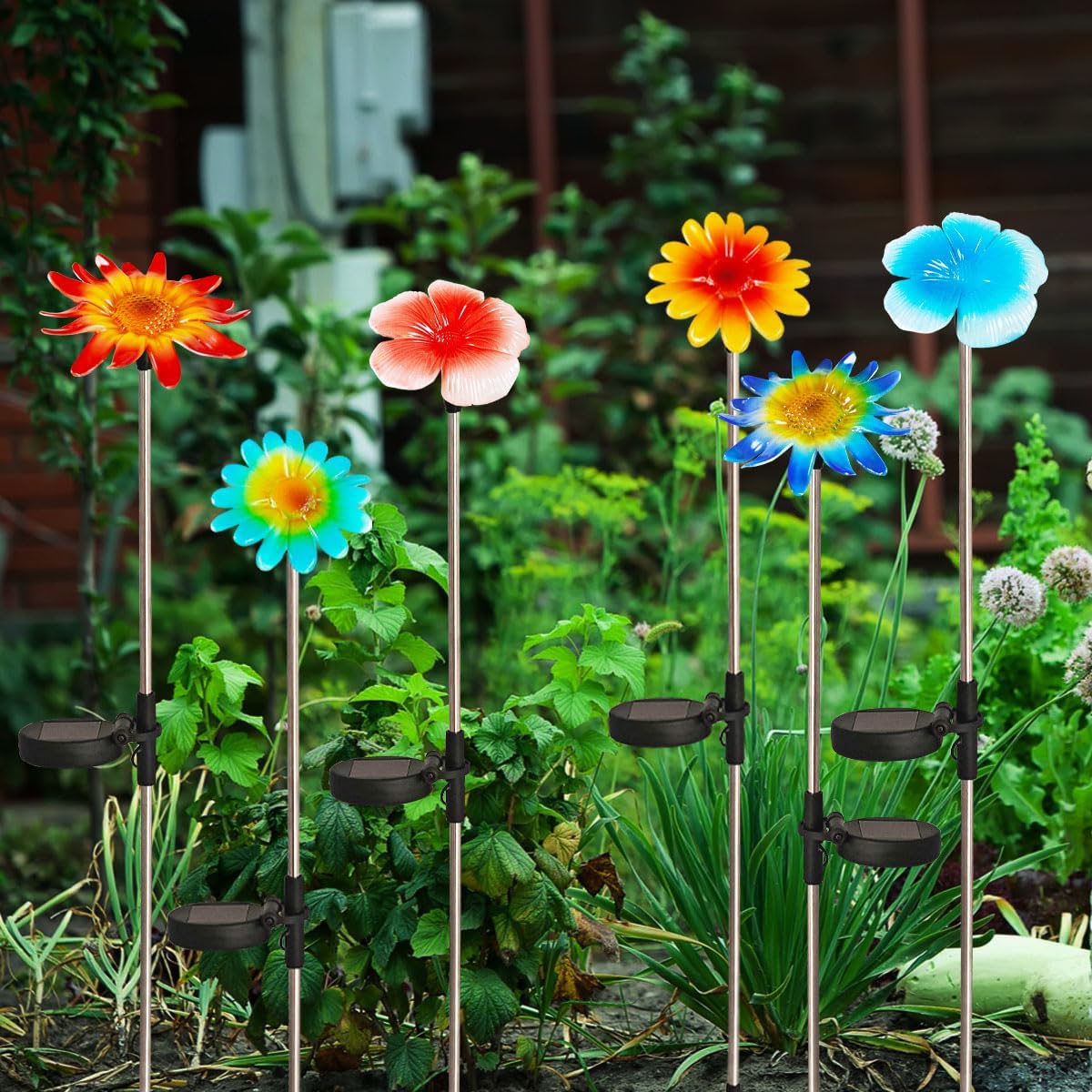 EiGreen 6 Pack Solar Garden Lights Outdoor Decor,Stake Yard Figurine C