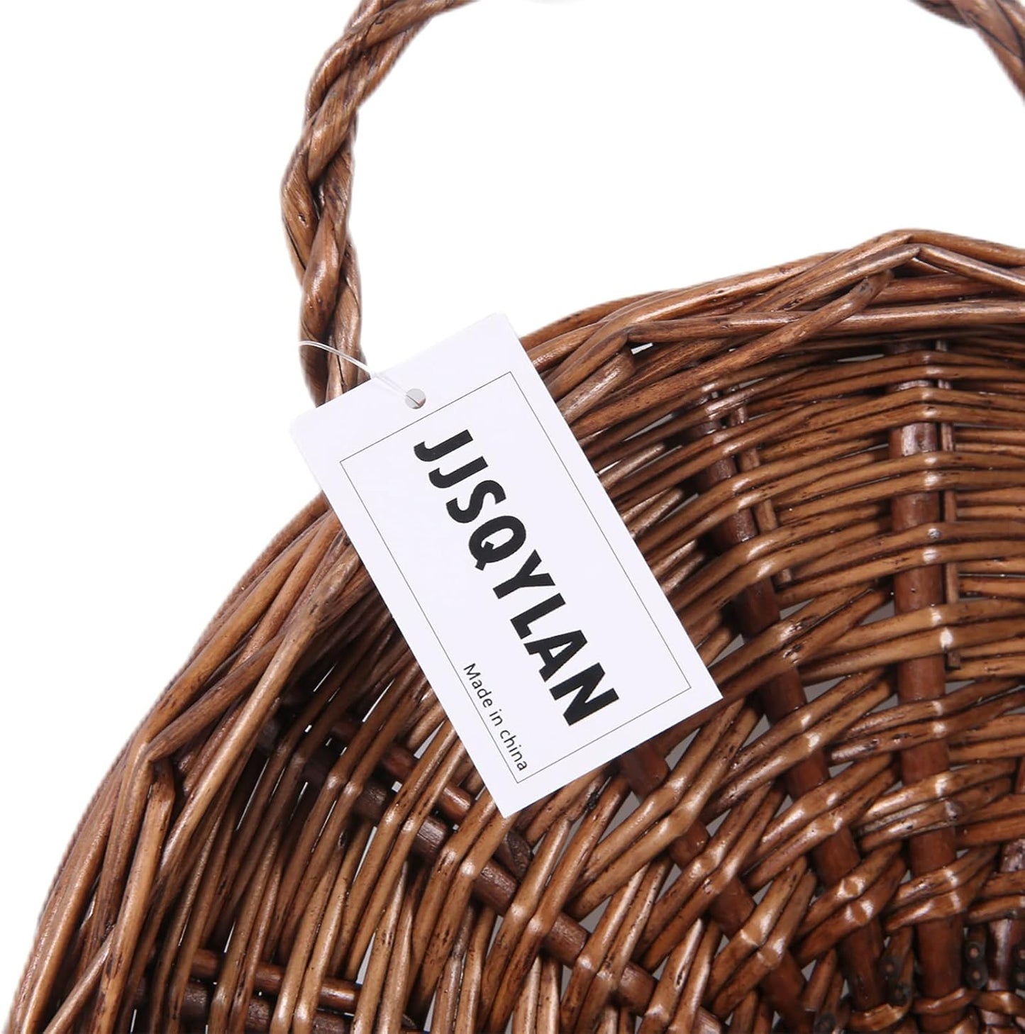 JJSQYLAN JJSQ Handmade Woven Wicker Hanging Storage Basket, Wall Decor