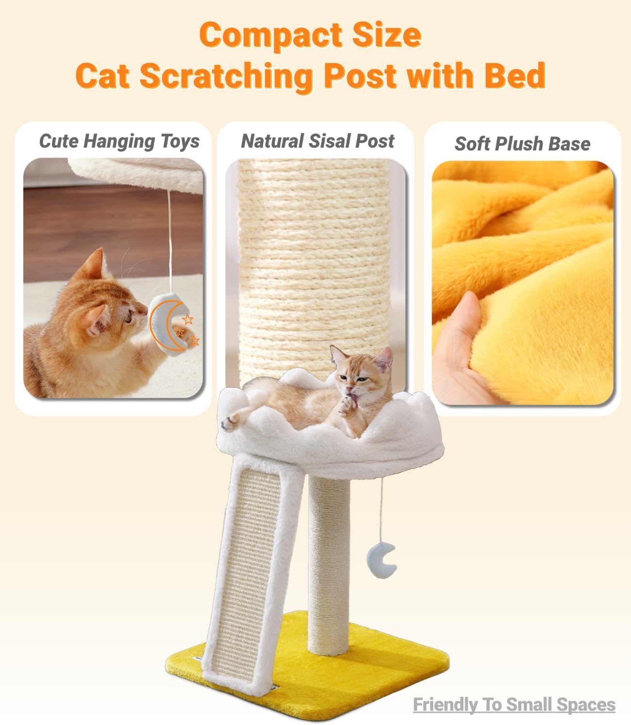 Happi N Pets New Cloud Cat Tree Tower, Cat Scratching Post with Bed, S