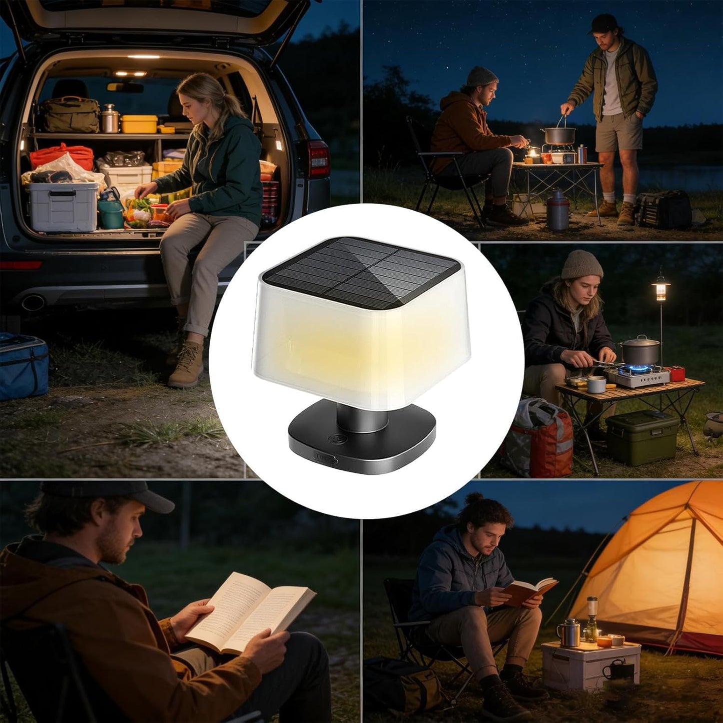 Rechargeable LED Desk Lamp, ABS Electronic Components Solar Cordless Telescopic Lantern with 3 Brightness Levels Design for Bedroom Lighting, Outdoor Camping, Desk Readin