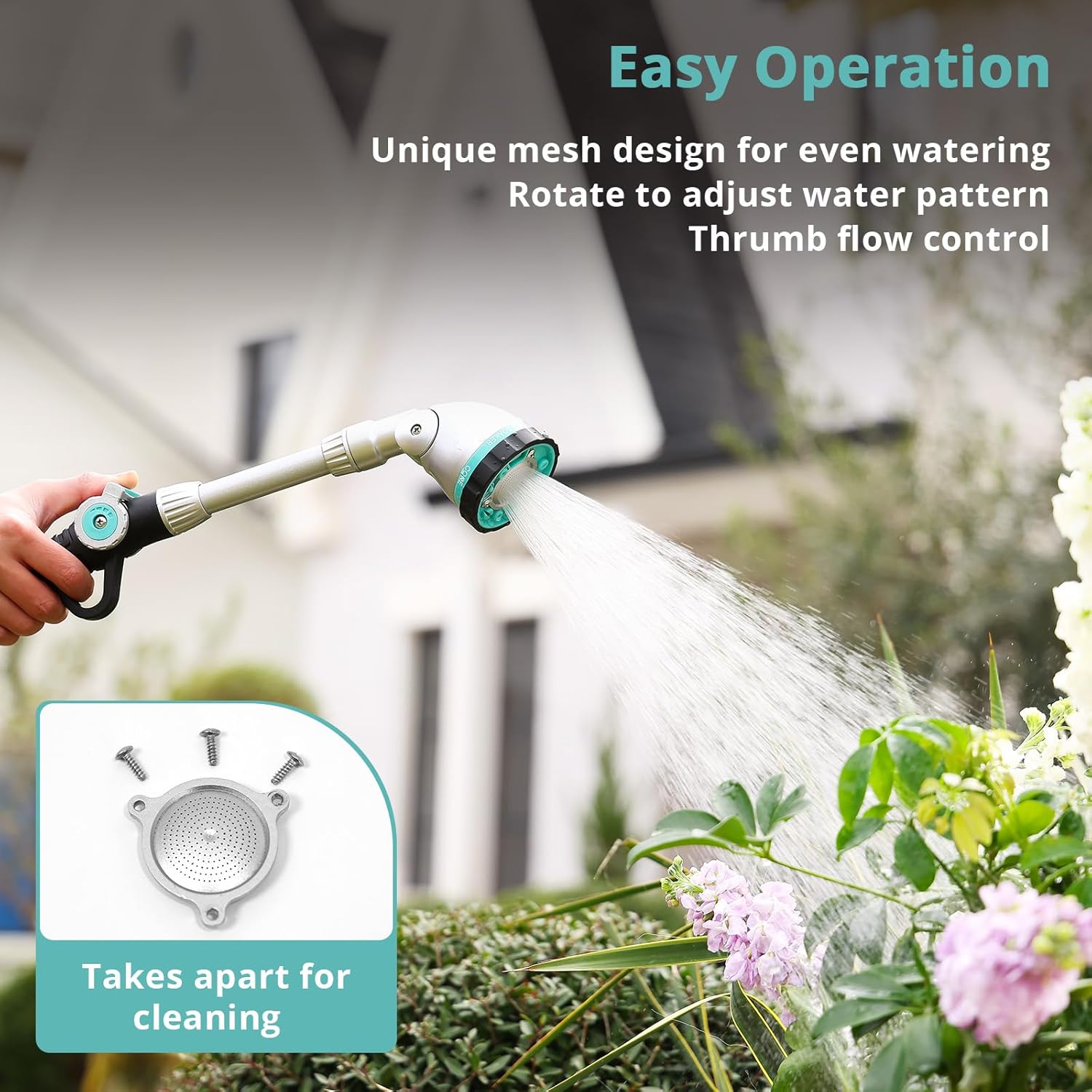 QUOBAS 16 Inch Watering Wand, Heavy Duty Garden Hose Sprayer with 6 Sp