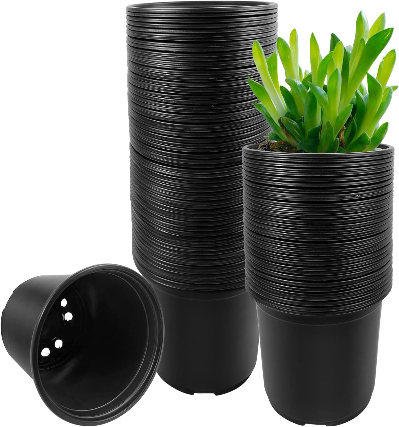 RAOOKIF 100 Pack Nursery Pots, 4 5 6 Inch Nursery Pot for Plants, Plas