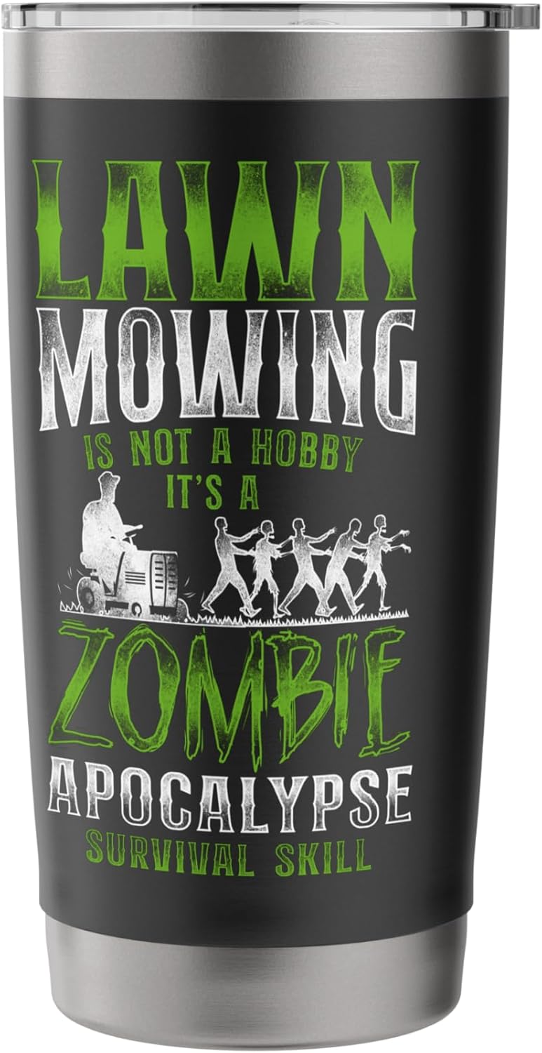 Lawn Mower Mowing Dad Father Landscaper Vintage Zombie Lawn Stainless Steel Insulated Tumbler