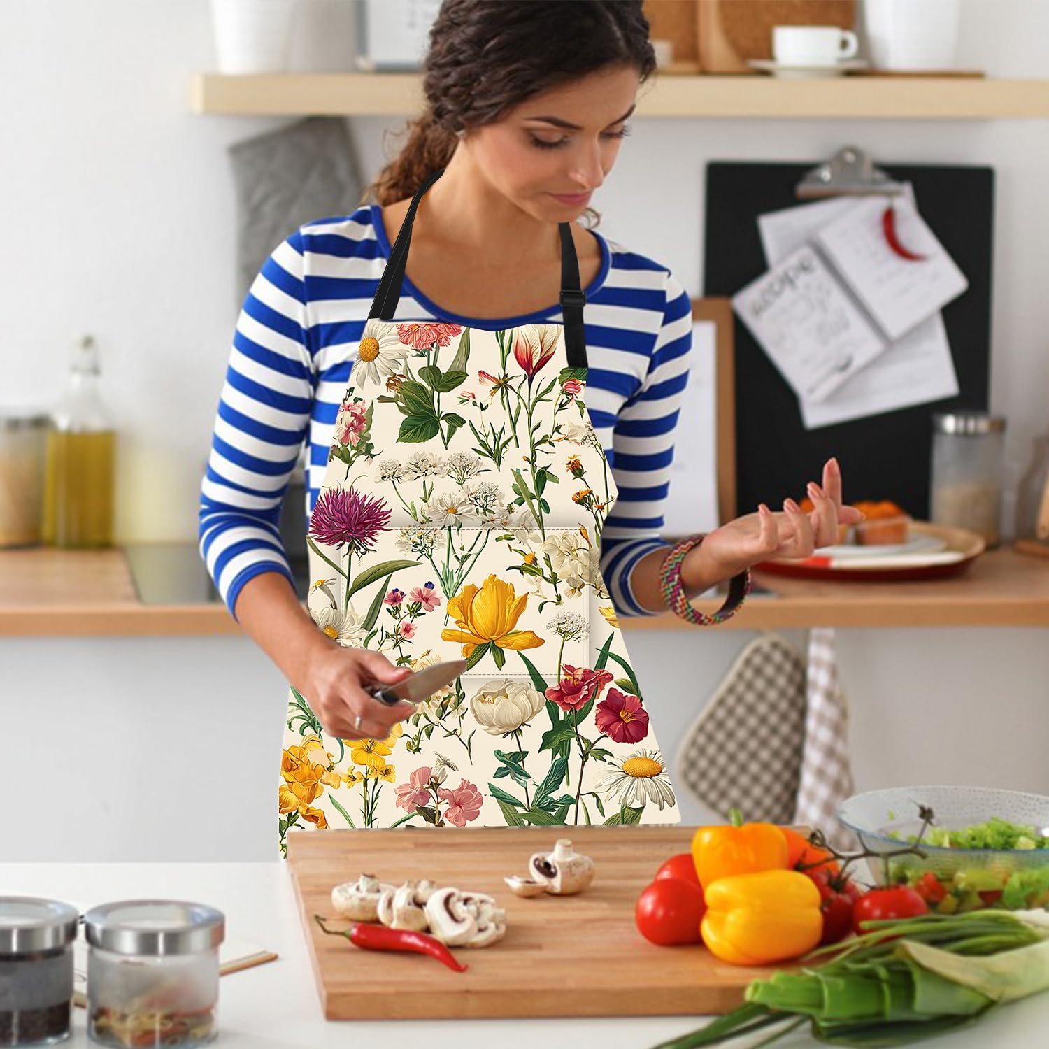 Apron Home Kitchen Cooking Baking Gardening for Women Men with Pockets