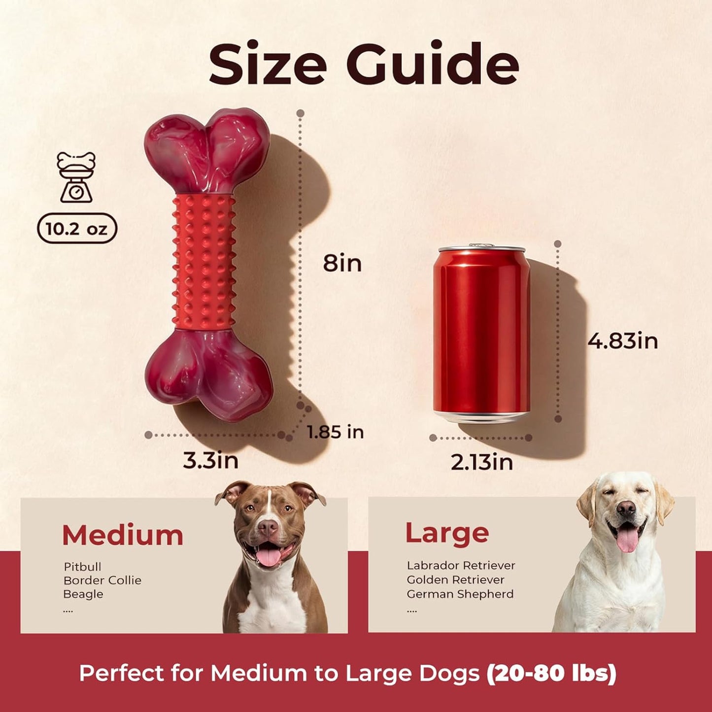 Apasiri Tough Dog Toys for Aggressive Chewers Beef Flavor: 8" Dog Chew
