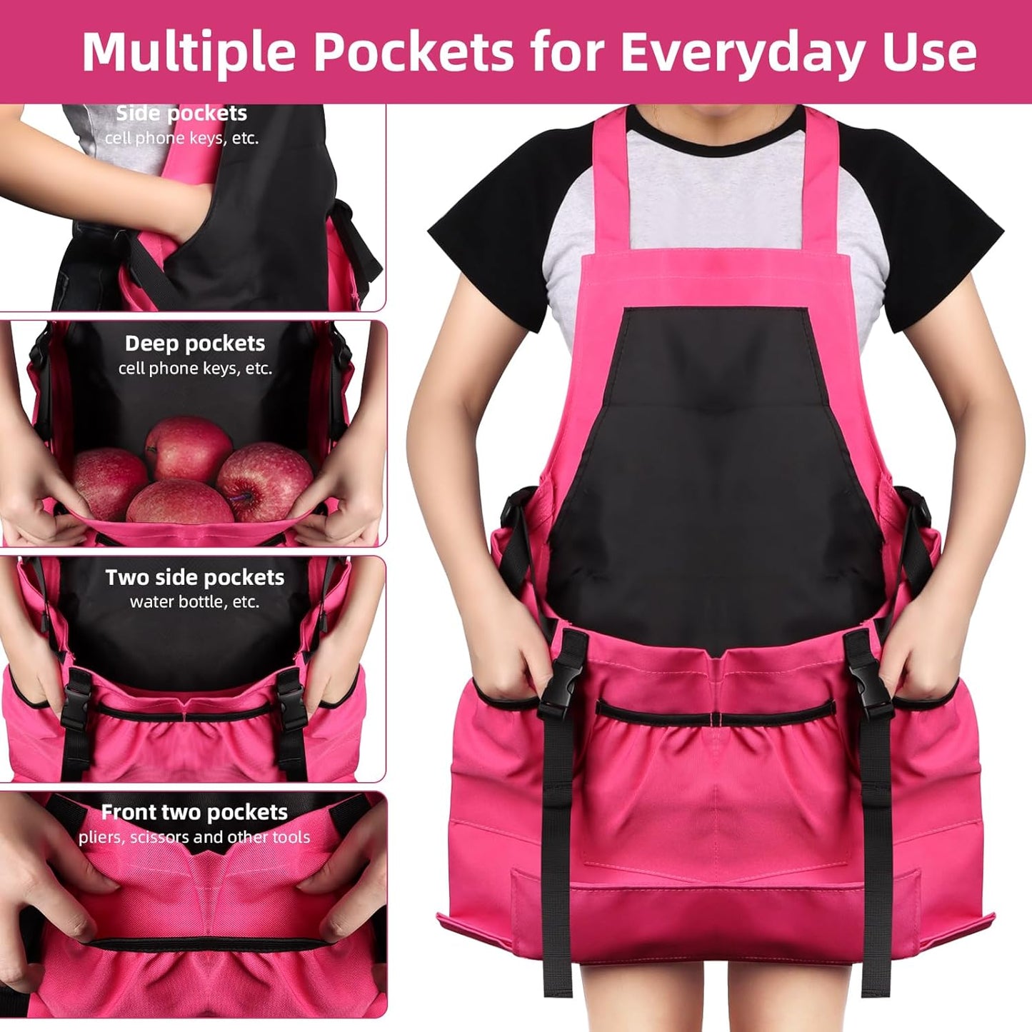 Gardening Apron Fruit Picking Bag, Harvesting Pouch with Quick Release Pocket, Vegetable Harvest Picking Bag