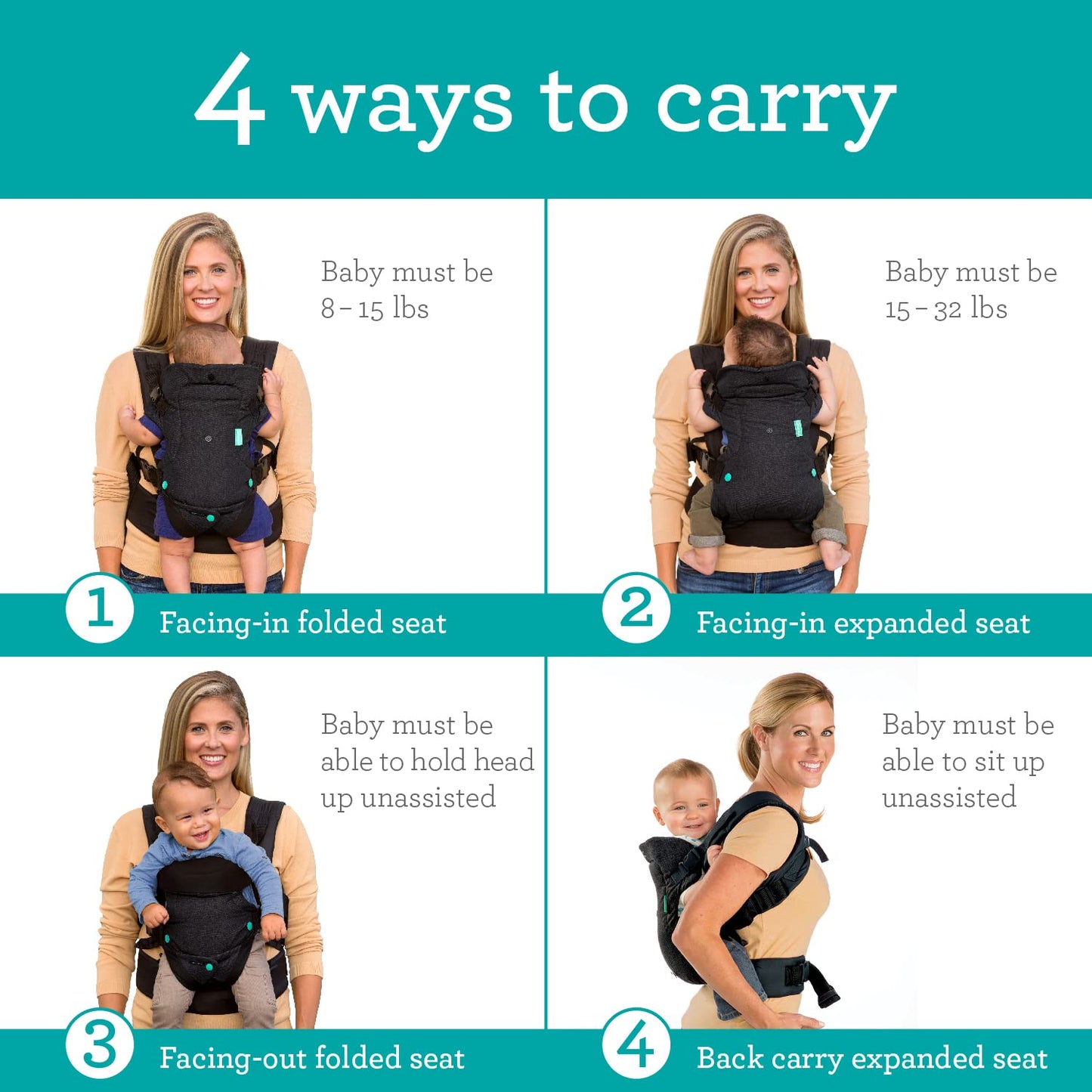 Infantino Flip 4-in-1 Convertible Baby Carrier, Adjustable, Ergonomic 