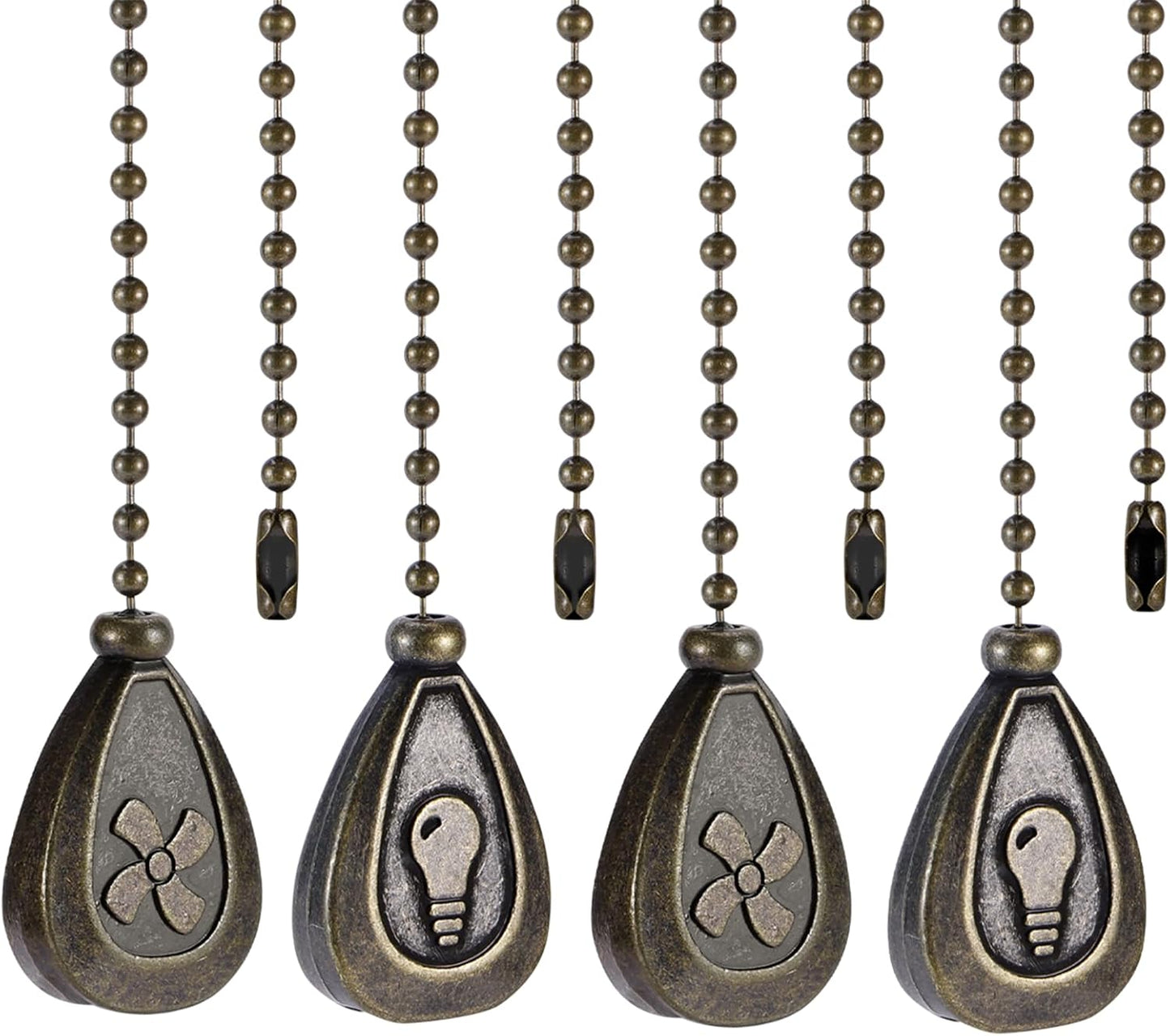 4 Pack Bronzed Ceiling Fan Pull Chain Extension, 12 Inches Classic Dro