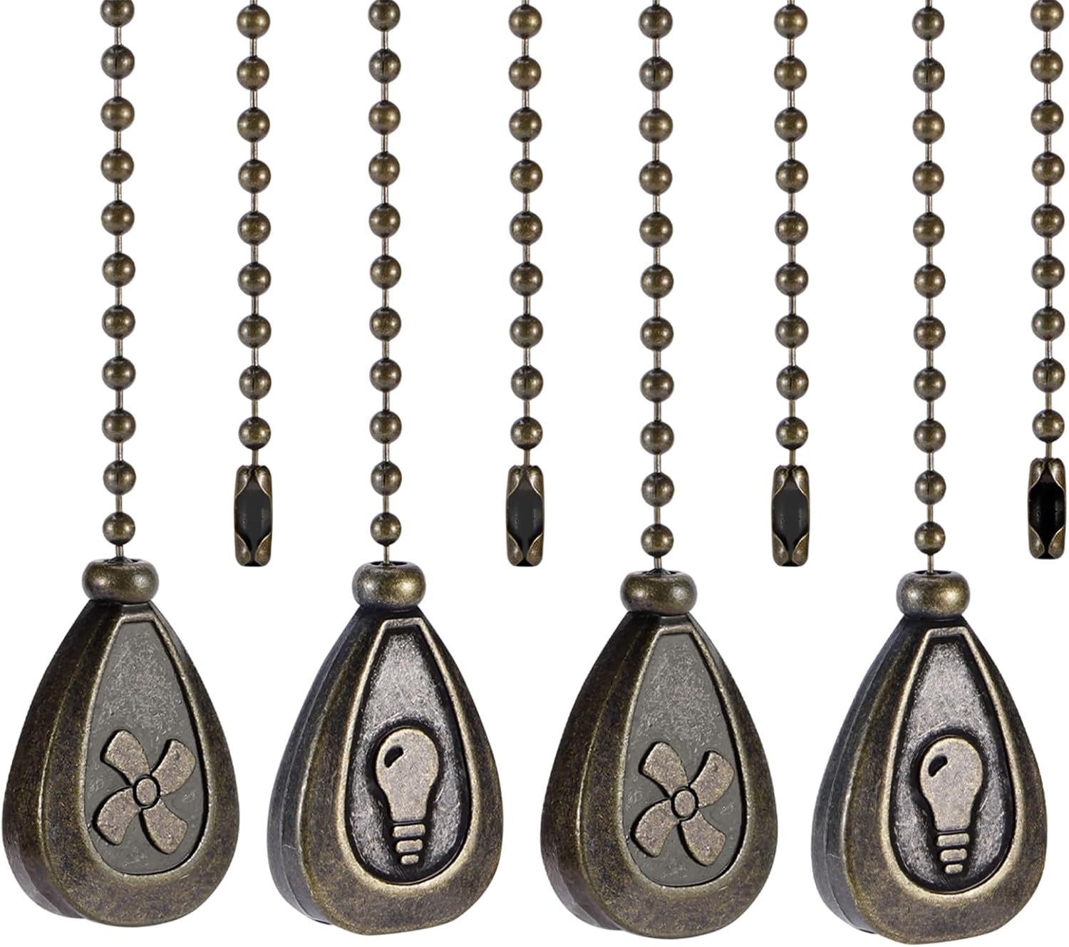 4 Pack Bronzed Ceiling Fan Pull Chain Extension, 12 Inches Classic Dro