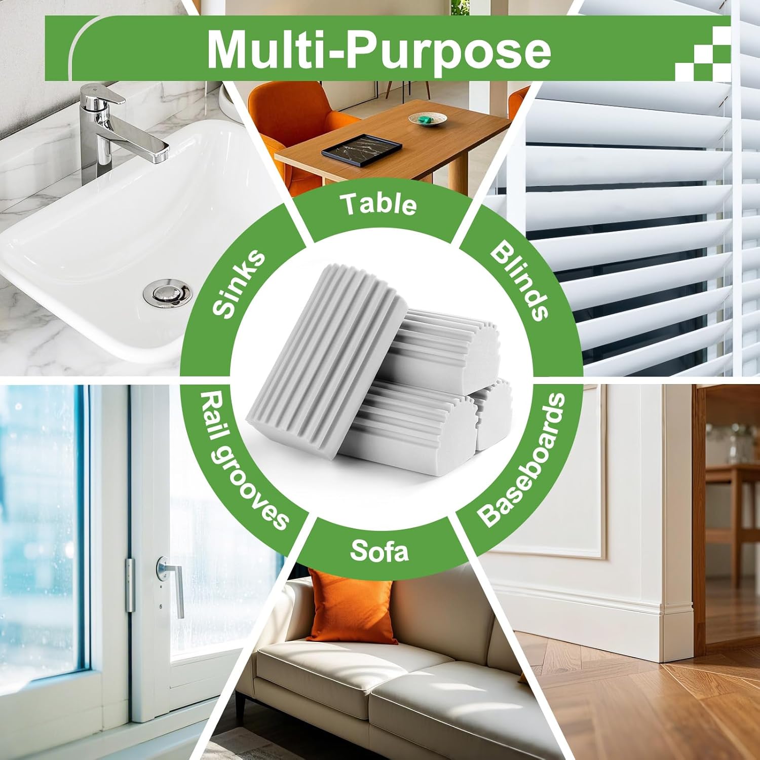4-Pack Damp Clean Duster Sponge,Gray Damp Dusting Sponge,Duster Basebo