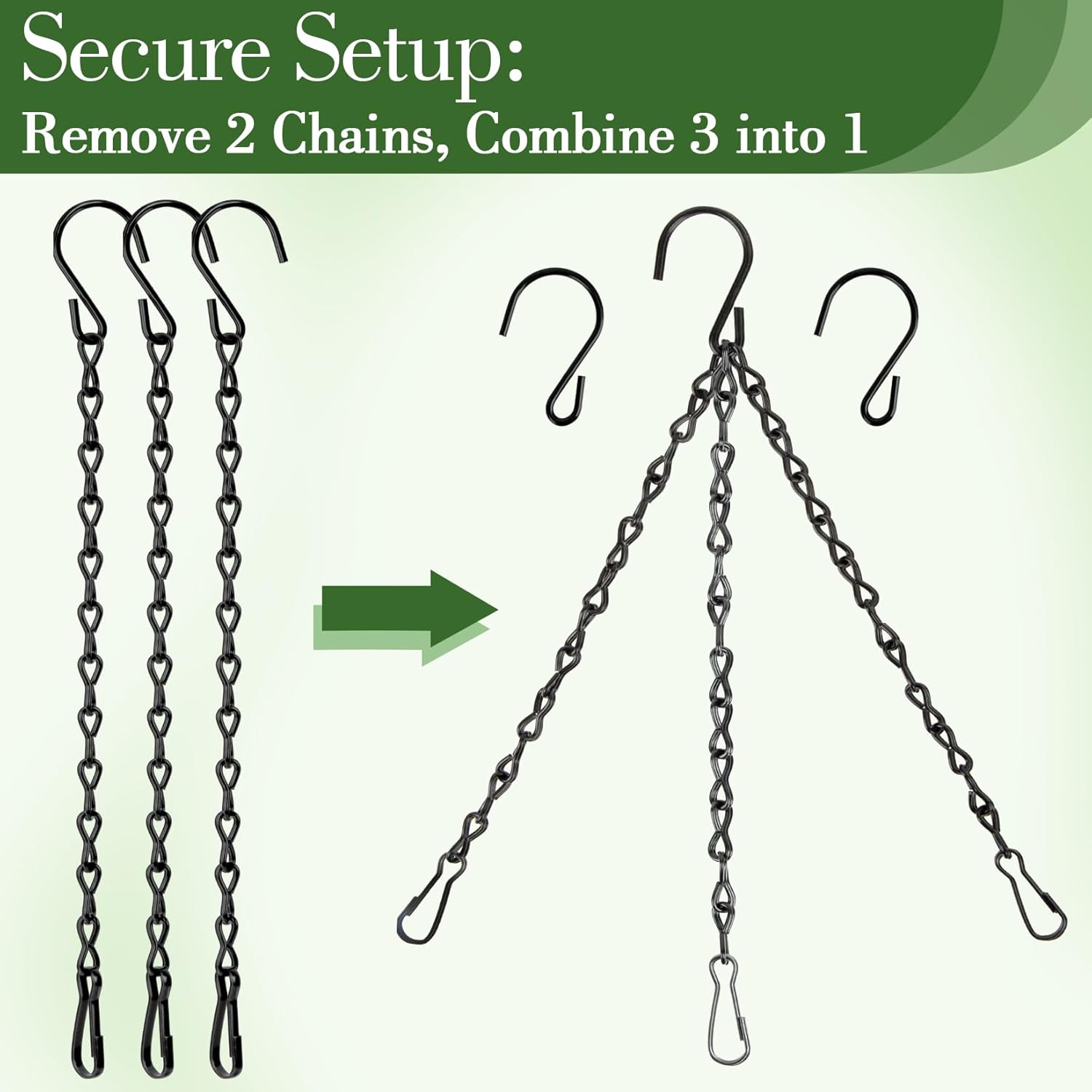 15PCS Bird Feeder Hanging Chain with Hooks – Heavy Duty Black Chain fo