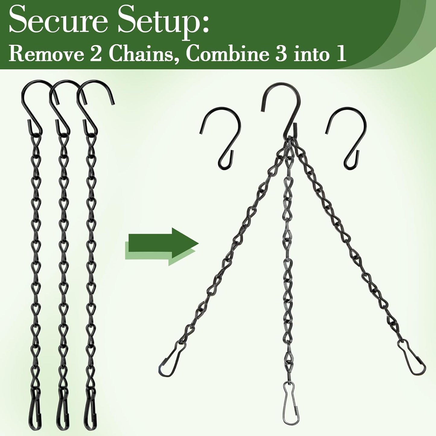15PCS Bird Feeder Hanging Chain with Hooks – Heavy Duty Black Chain for Hanging Plants, Birdbaths, Lanterns AMD Baskets, Metal Outdoor Hanging Chains for Indoor Outdoor Decor