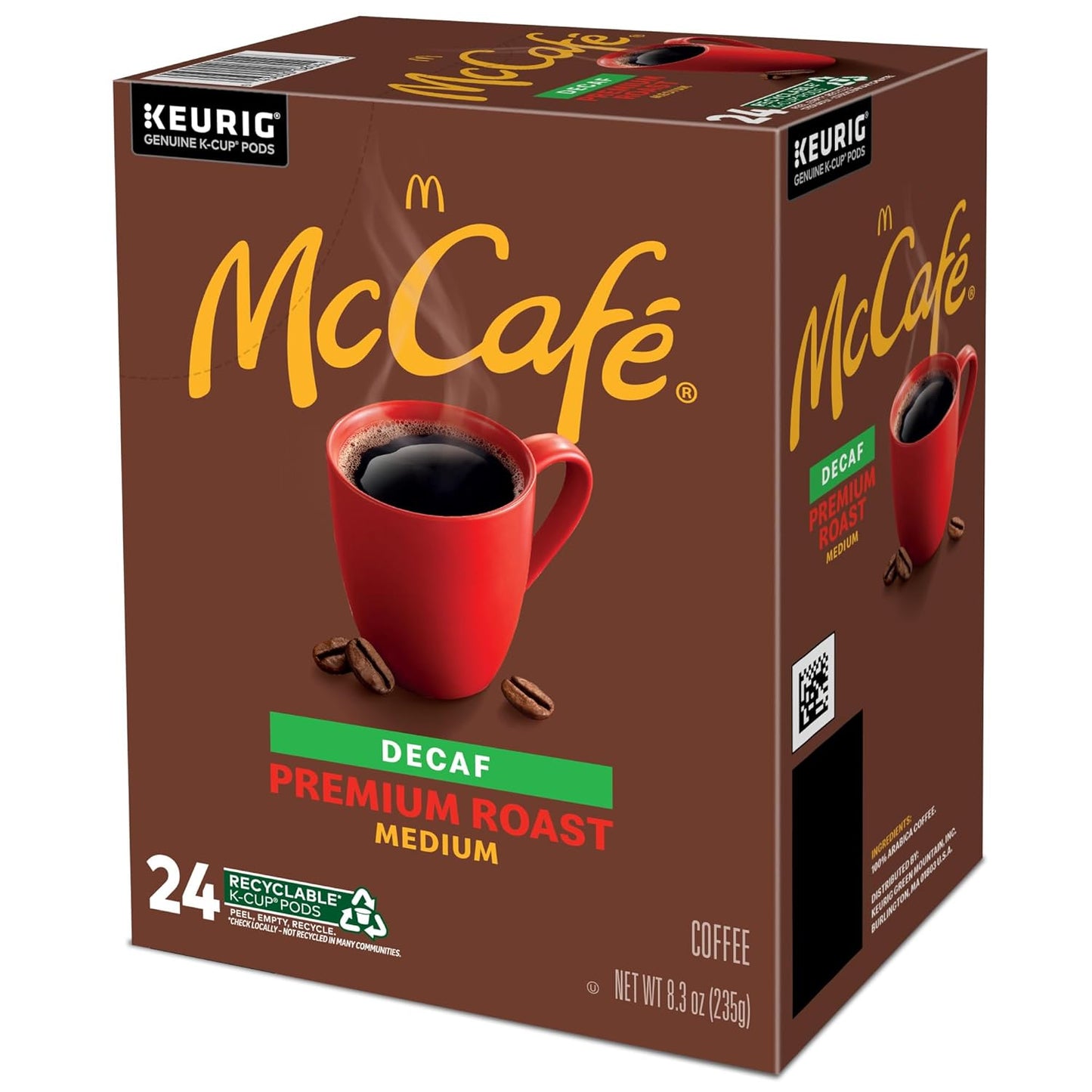 McCafe Premium Roast Decaf Coffee, Single Serve Keurig K-Cup Pods, Decaffeinated, 96 Count (4 Packs of 24)
