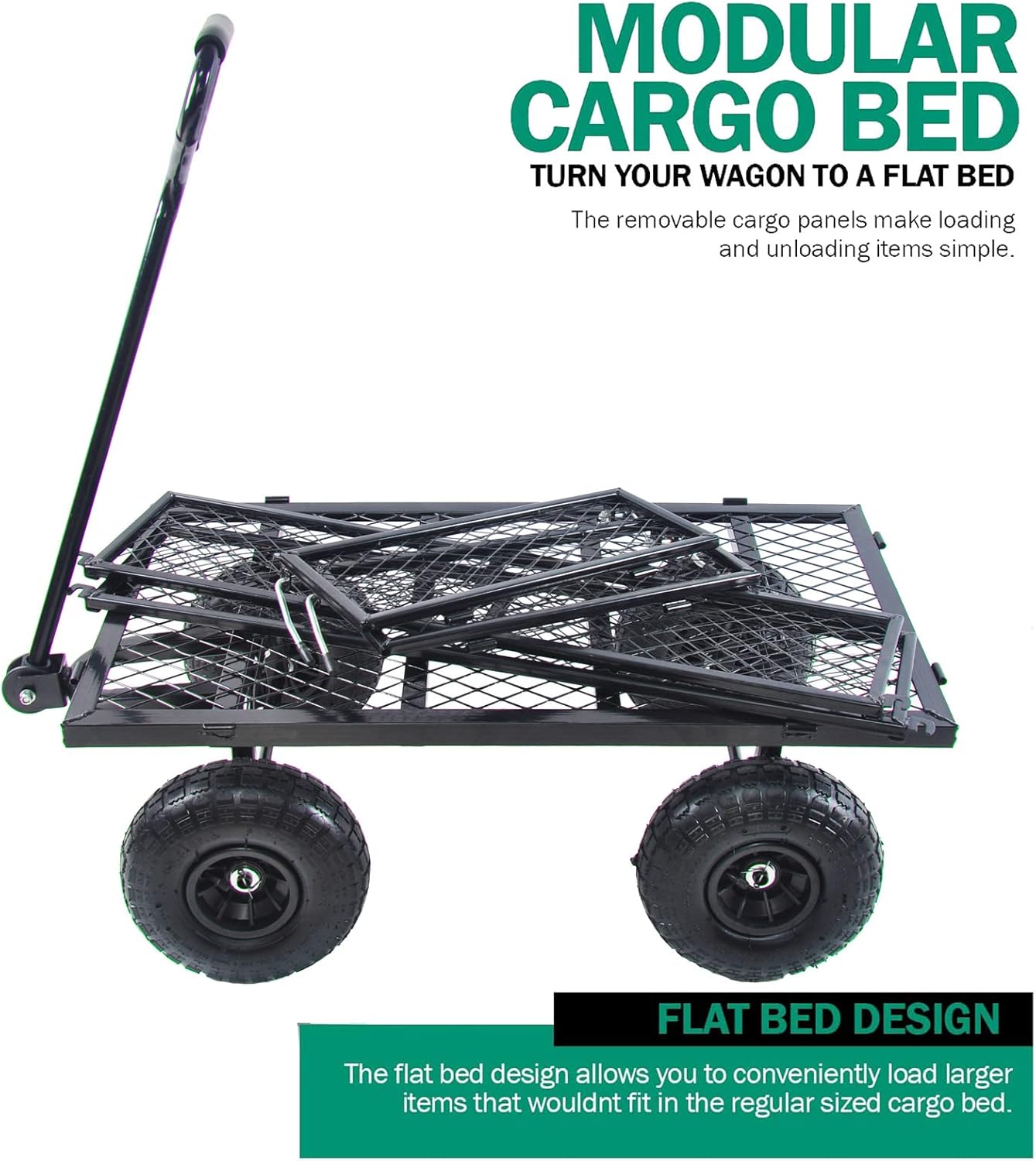 Garden Cart Outdoor Utility Wagon with Solid Wheels Beach Wagon,All Te