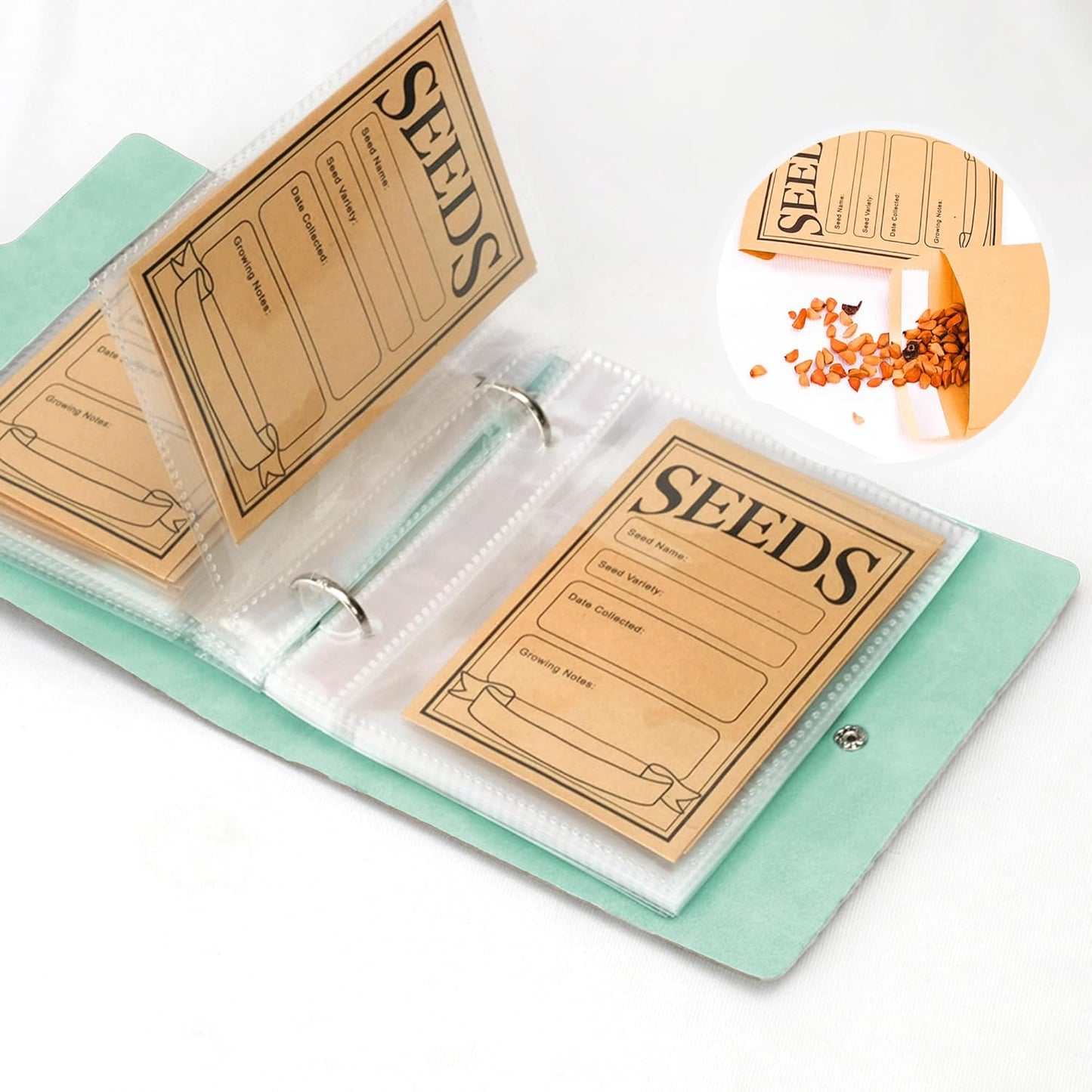 Seed Storage Organizer, 50 Pockets Seed Sleeves Binder with Envelopes 
