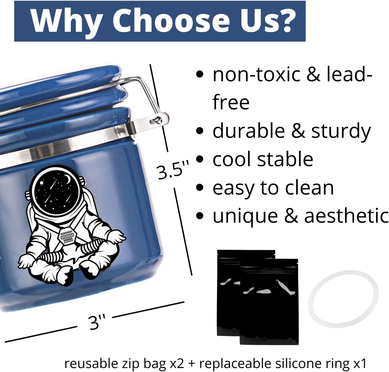 Smell Proof Jar Half Oz (250ml), Separate Space for Humidity Pack To K