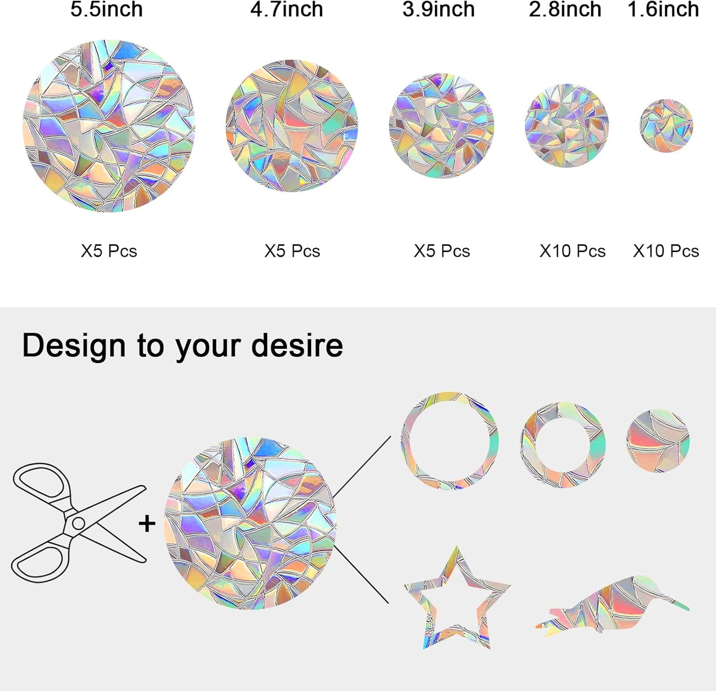 Window Decals for Birds Strikes, DELLAN 35 Anti-Collision Bird Deflectors, Suncatcher Stickers Rainbow Window Clings for Glass Windows